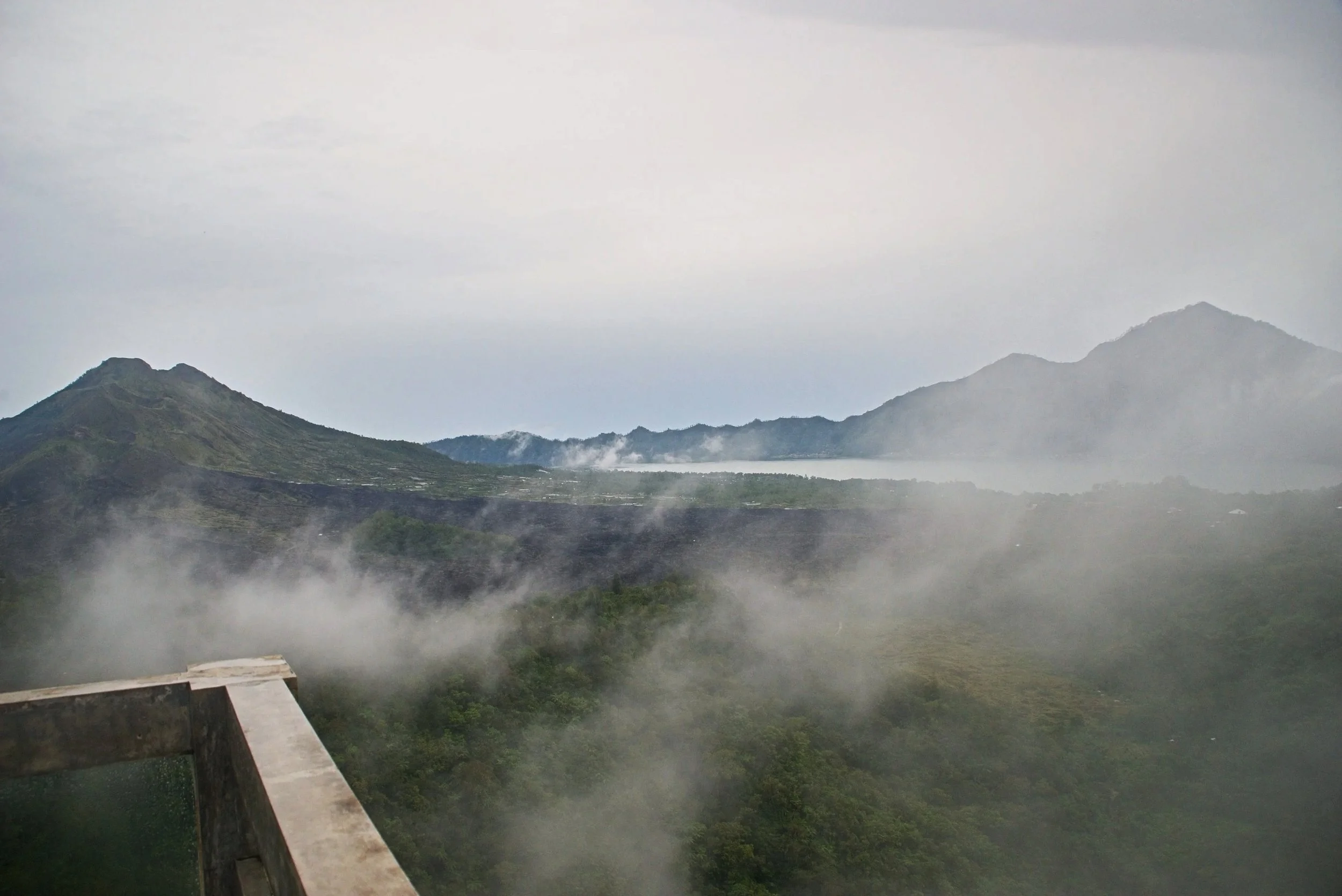 View of Mount Batur crater and lake