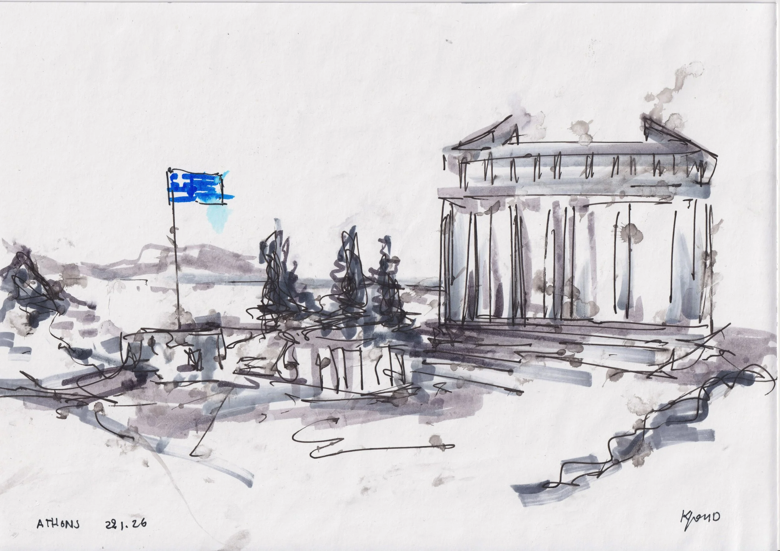 Parthenon in the rain