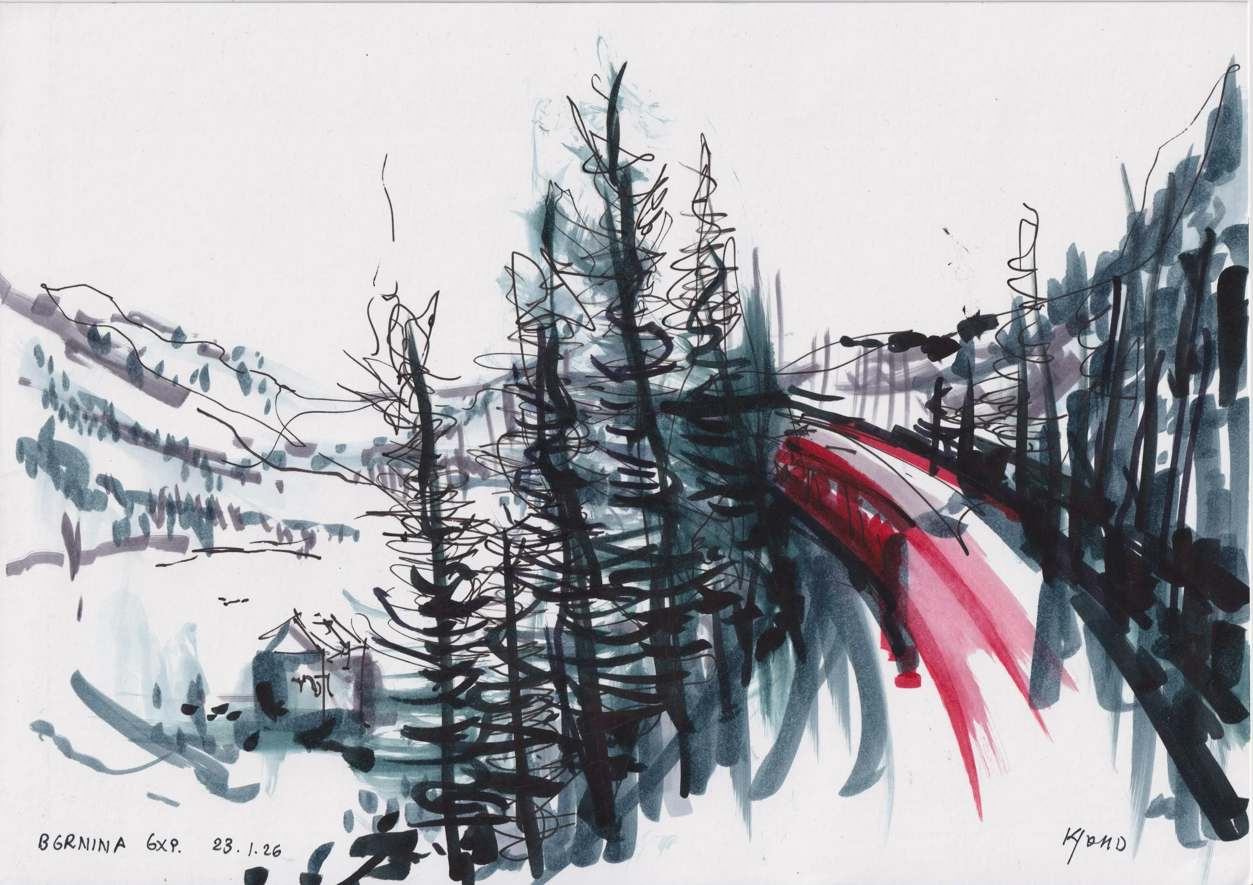 Bernina Express Through Trees