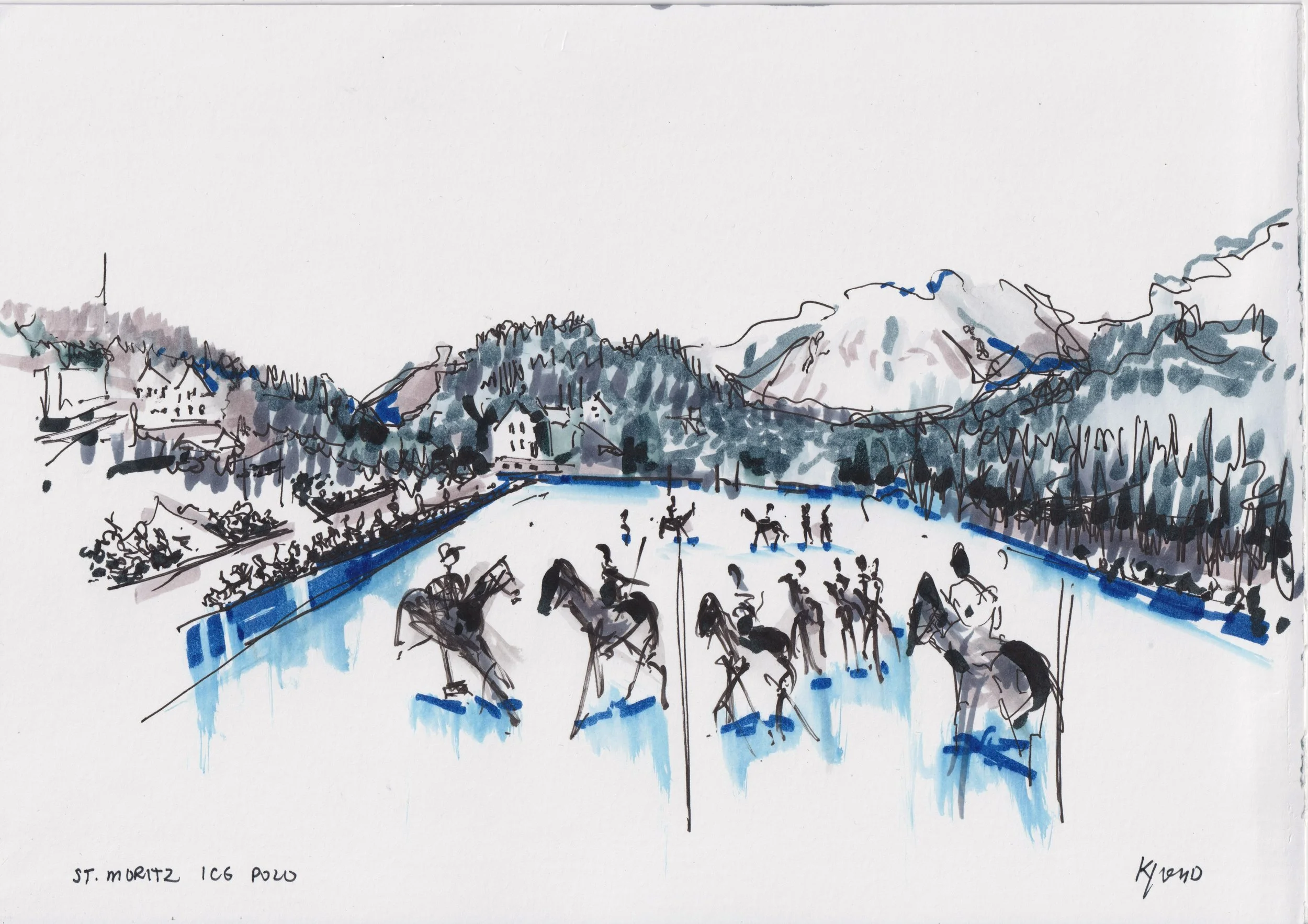 St Moritz Ice Polo Horses - Blue