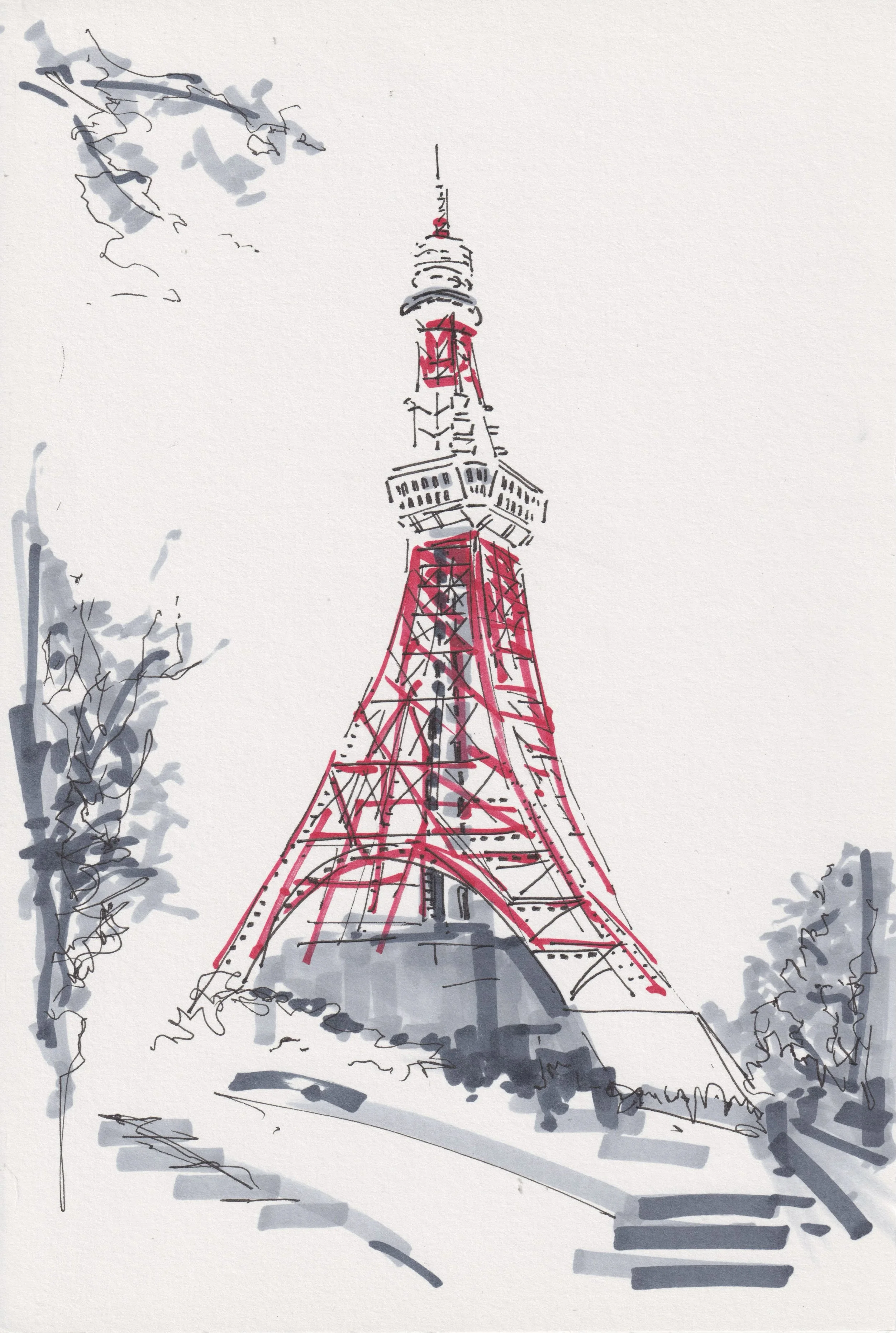 Tokyo Tower in Red