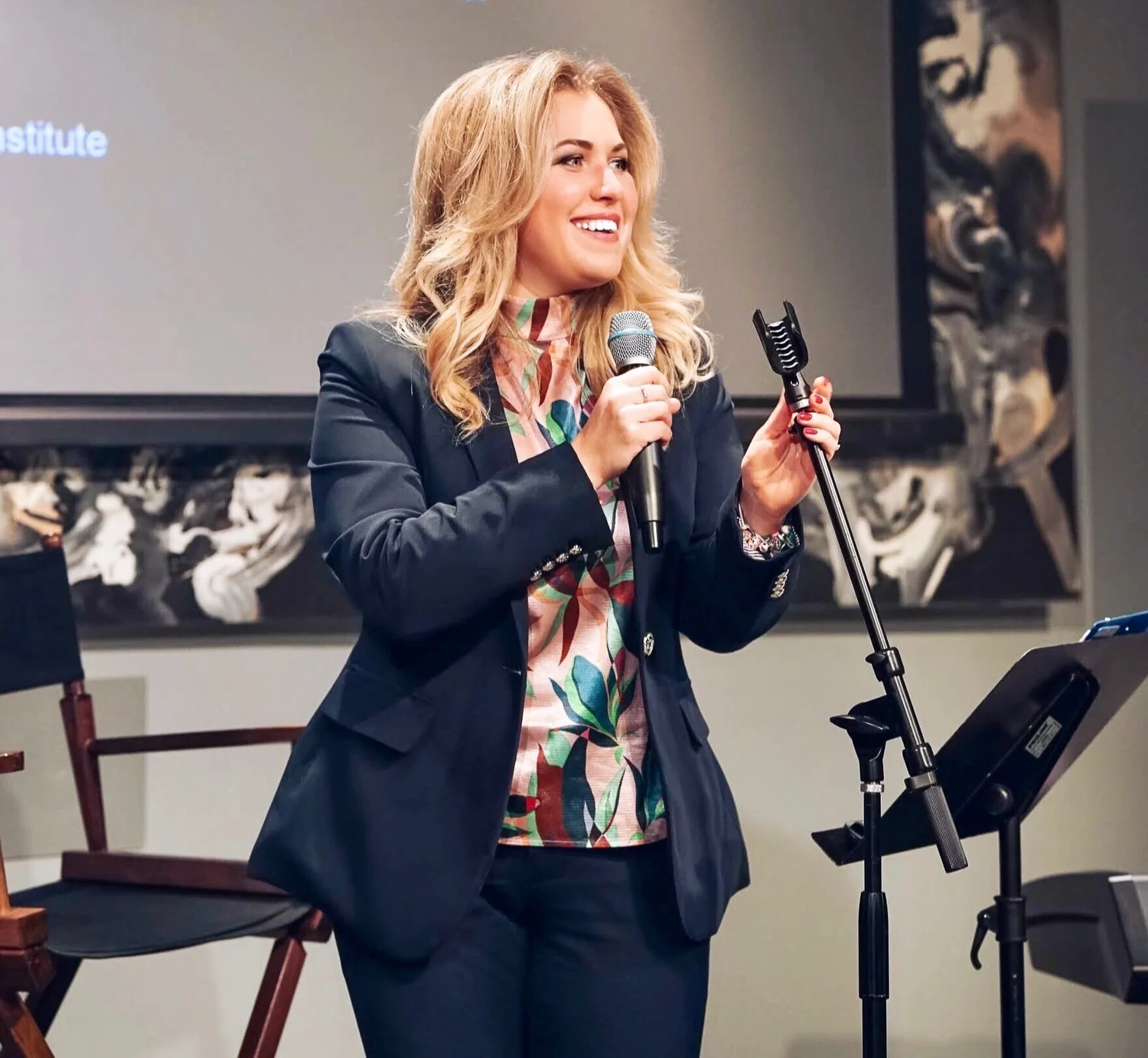 Katerina Brown performing with the studio band