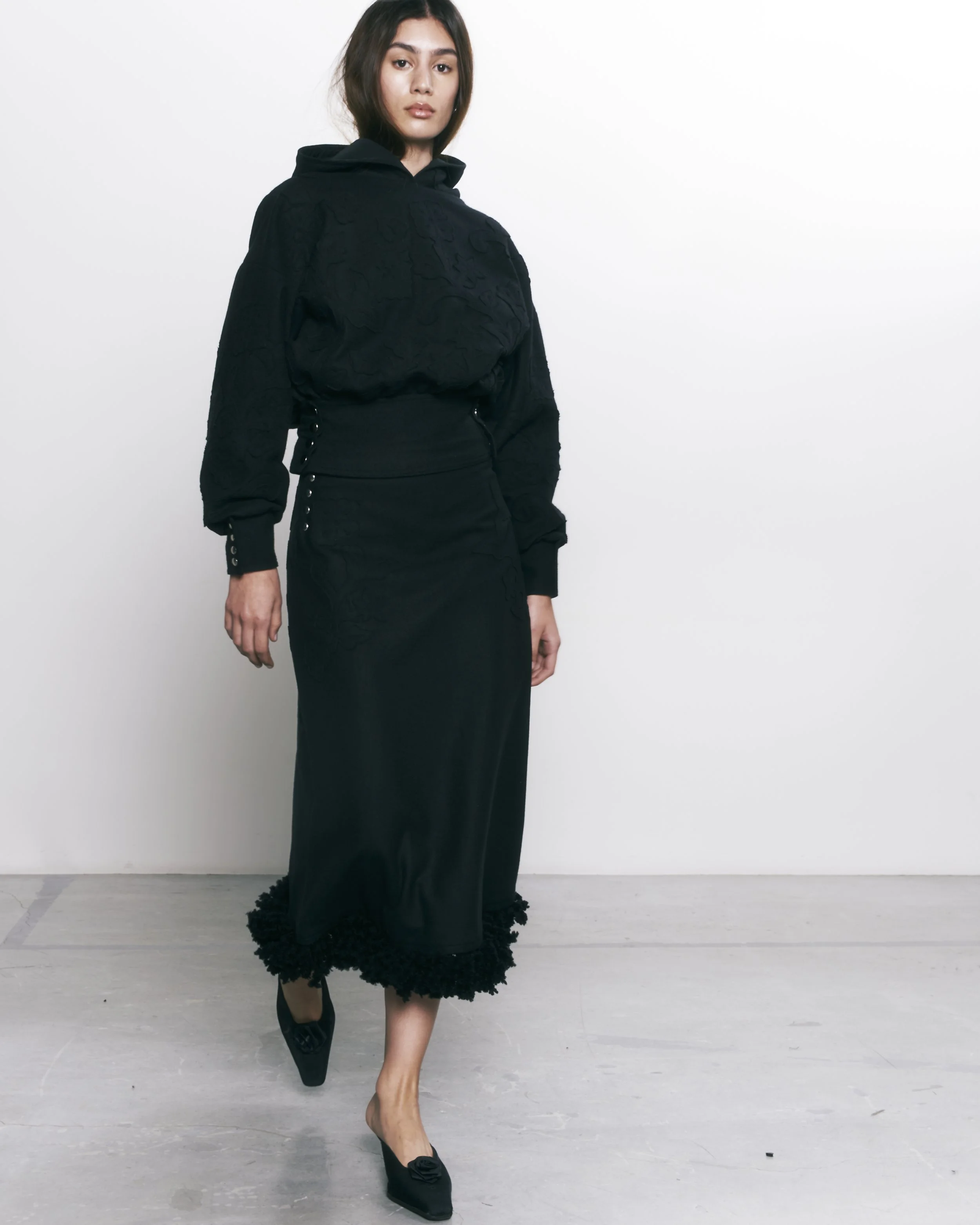 BUREL HOODIE WITH WOOL APPLIQUÉ