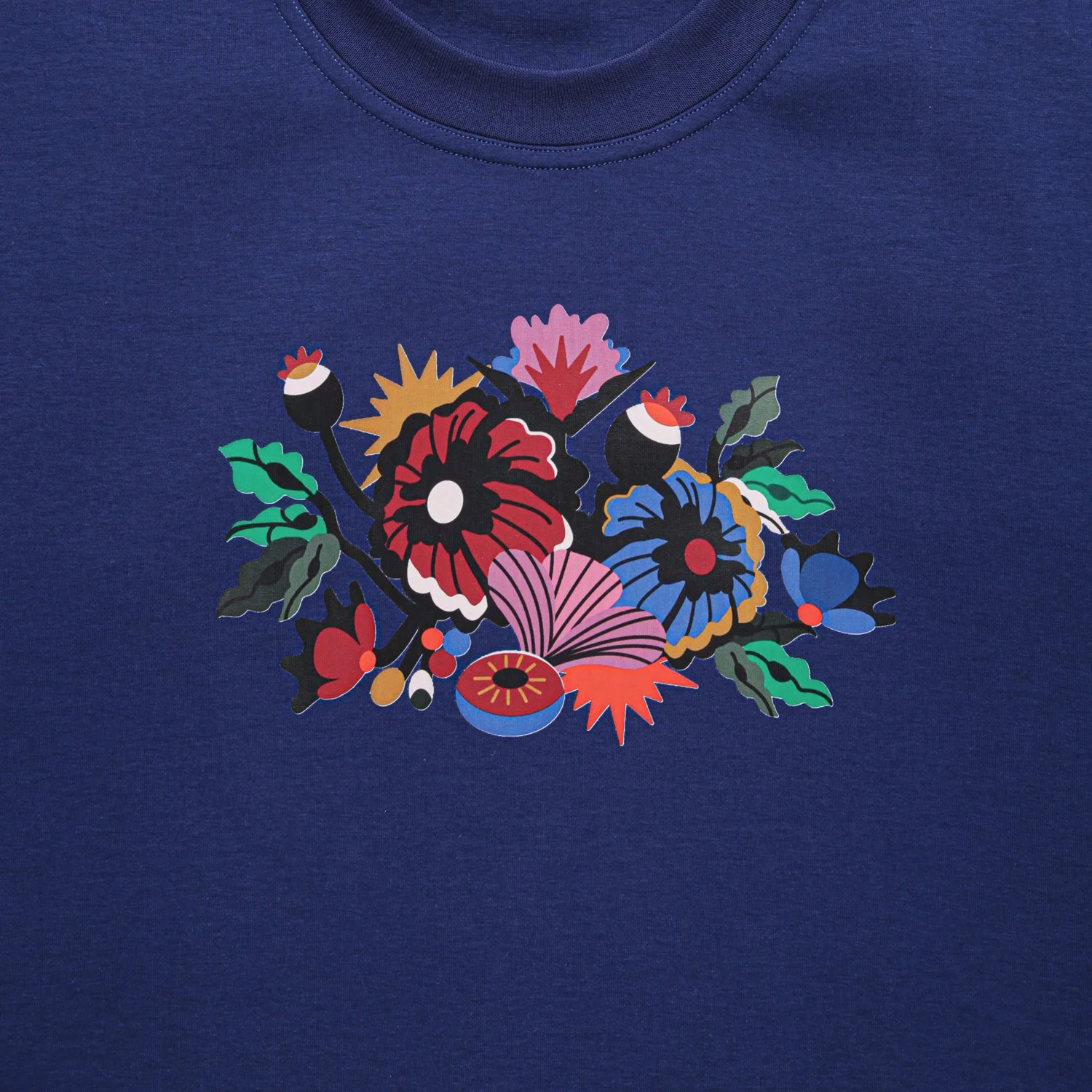 Finished professionally retouched flat-lay close-up photograph of the print on dark blue sweatshirt.jpg