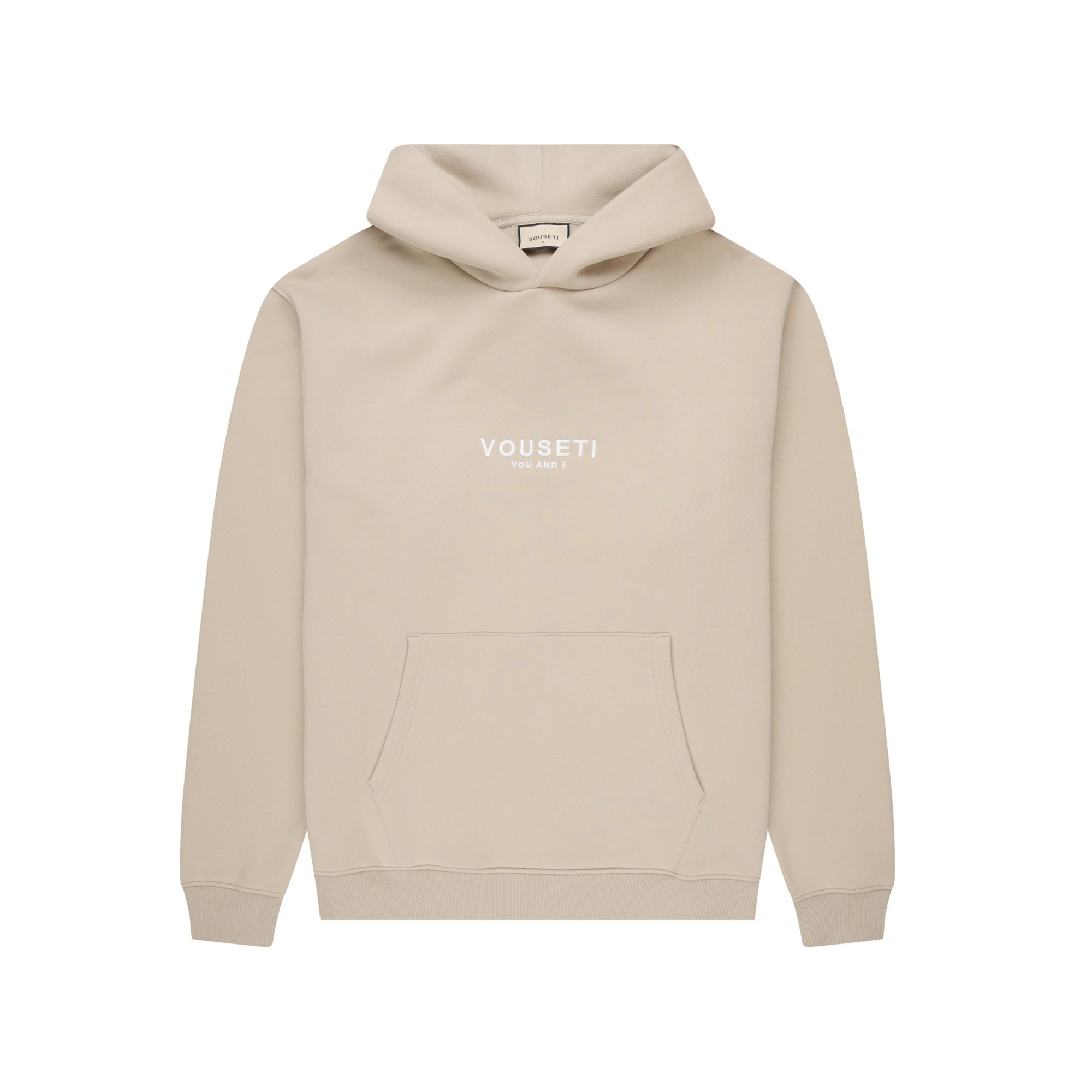 Flat lay image of the hoodie in bone colour