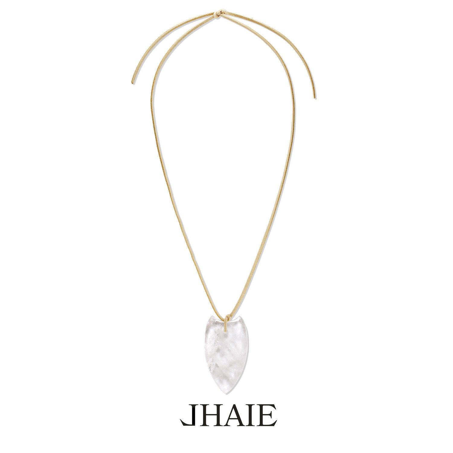 Clear Quartz Pendant on rope photographed for Jhaie