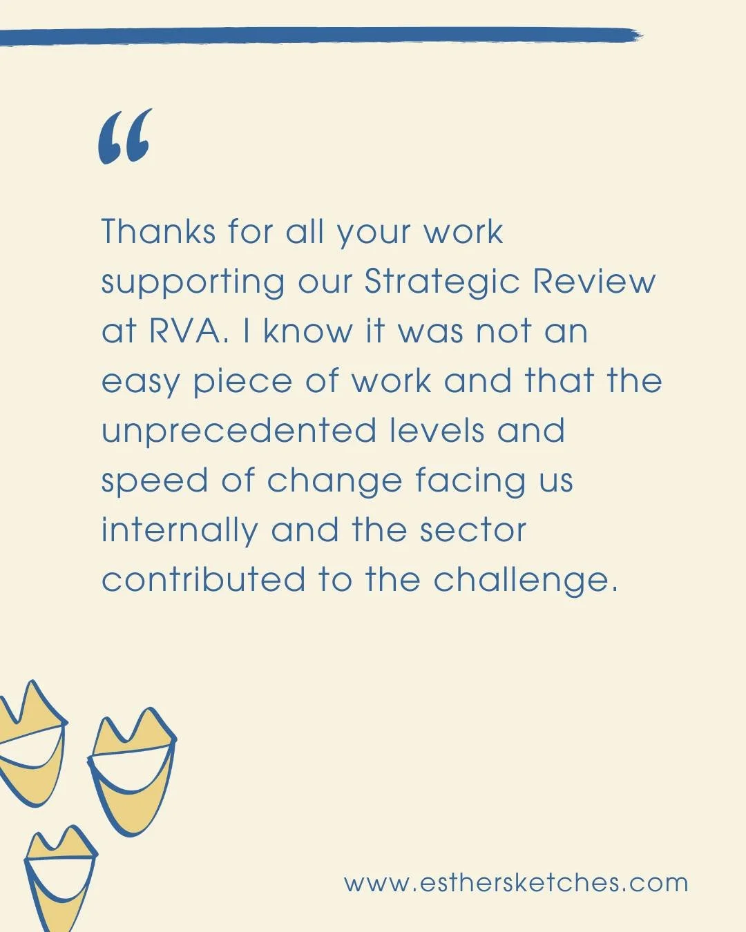 🗣 &ldquo;Engaging. Collaborative. A pleasure to work with.&rdquo;
Just some of the kind words from the team at Rother Voluntary Action, who brought me in to support their strategic review as a consultant and visual strategist. 

It was a privilege t