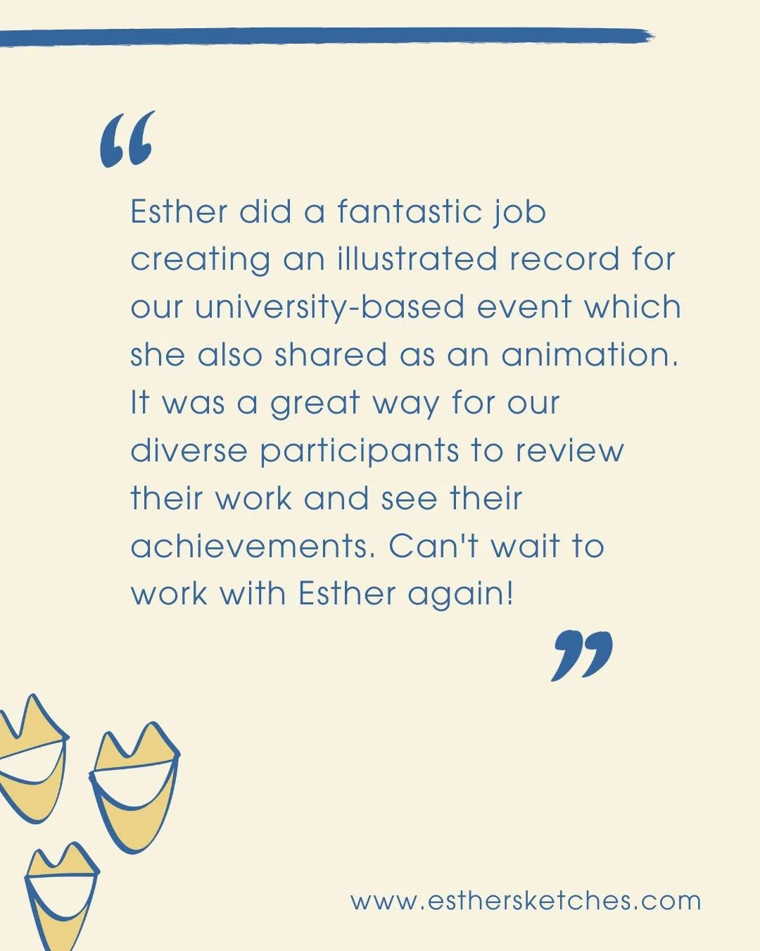 💬 Client feedback from the recent TRILS project for Kings College London:

&ldquo;Esther did a fantastic job creating an illustrated record for our university-based event which she also shared as an animation. It was a great way for our diverse part
