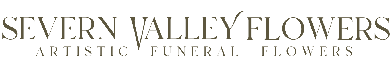 Logo for Severn Valley Flowers with the company name and the tagline 'Artistic Funeral Flowers'