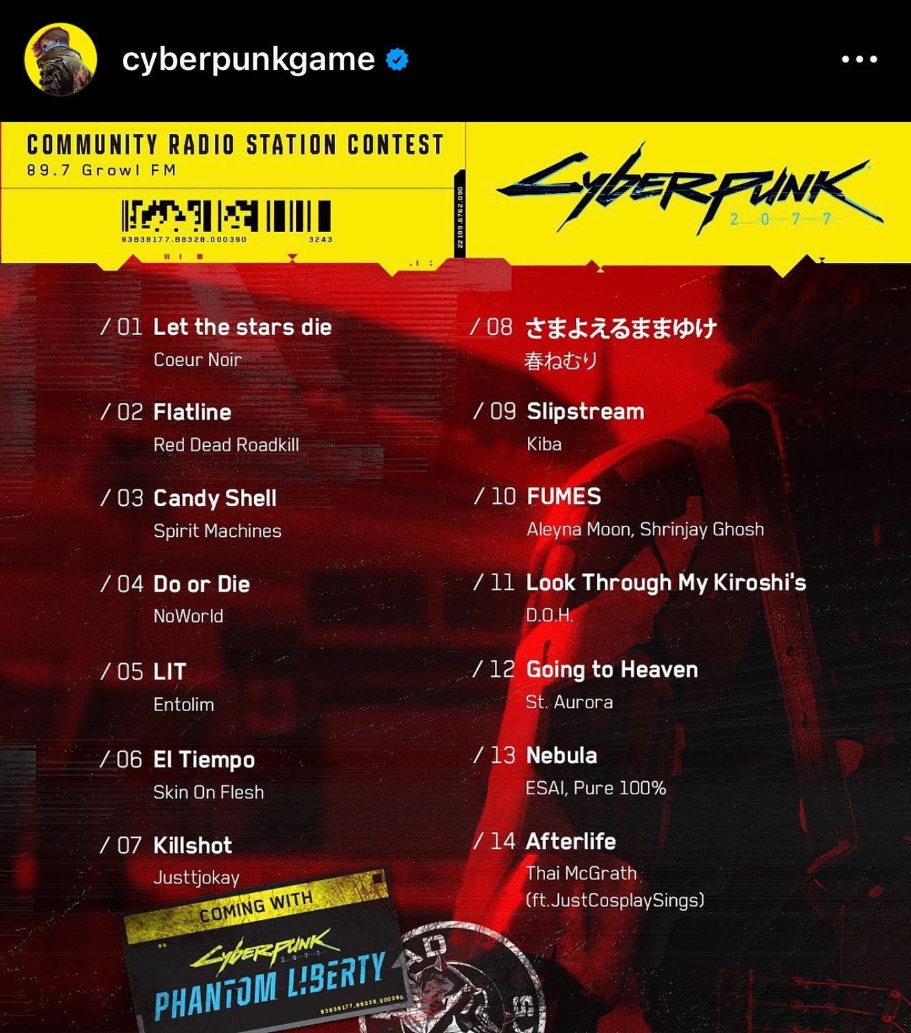 Wooohhh we&rsquo;re beyond excited to be part of Cyberpunk 2077&rsquo;s GrowlFM Community radio station!! 

Thank you so much @cyberpunkgame for selecting our track! Congratulations to all the other winners as well!! Can&rsquo;t wait to hear all the 