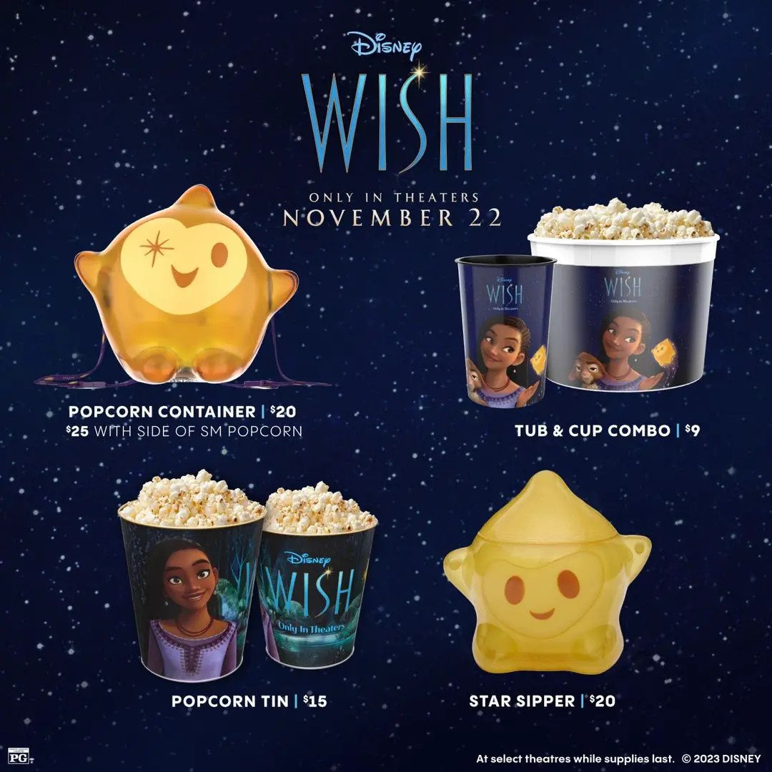 Cinemark Theatres Just Released Disney Wish-inspired Popcorn Buckets and  Sippers