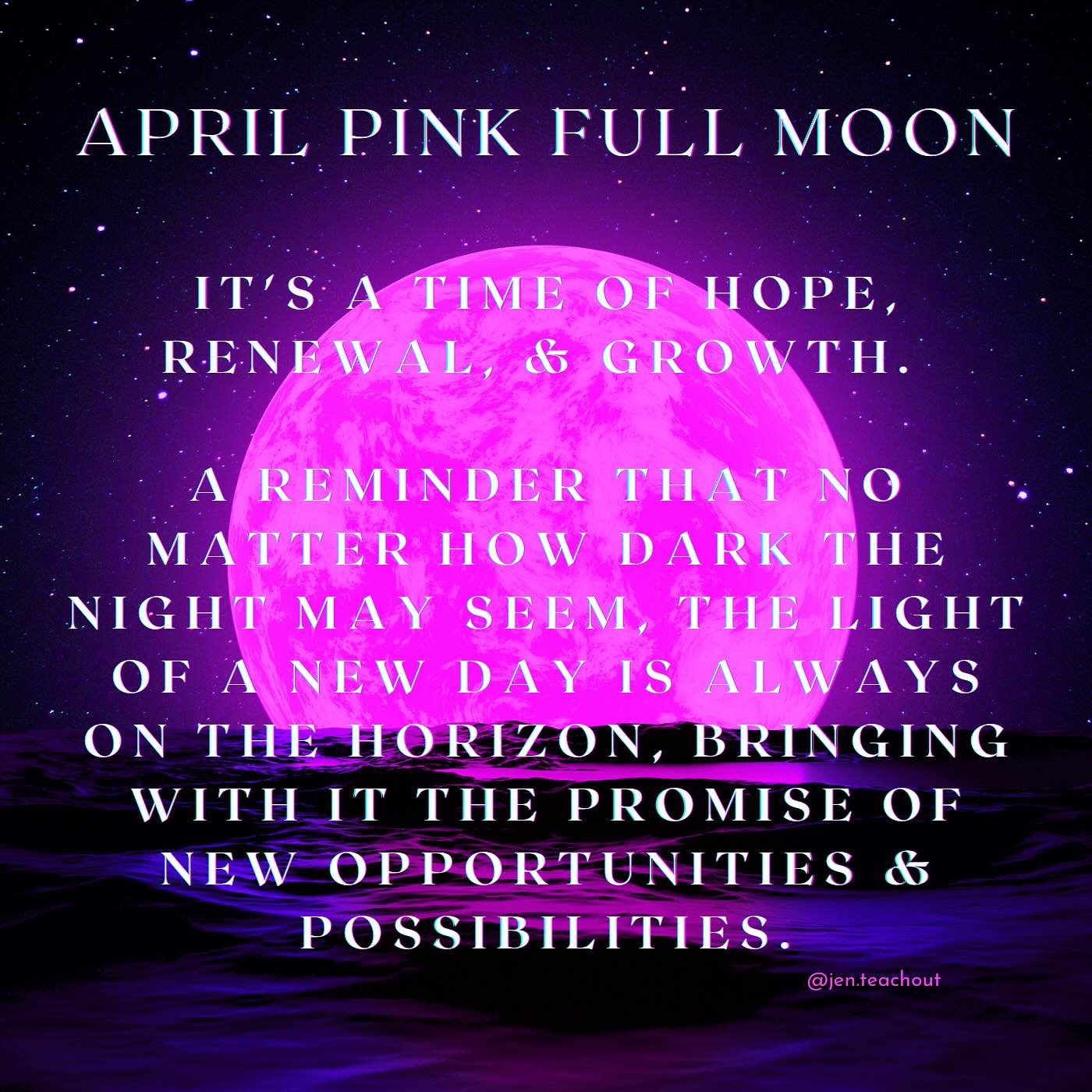 Today's Pink Full Moon invites us to connect with the energy of the earth &amp; the cycles of nature. 

It's no coincidence that Earth Day was yesterday 🌎 

It reminds us of our connection to the nature &amp; encourages us to honor &amp; respect the