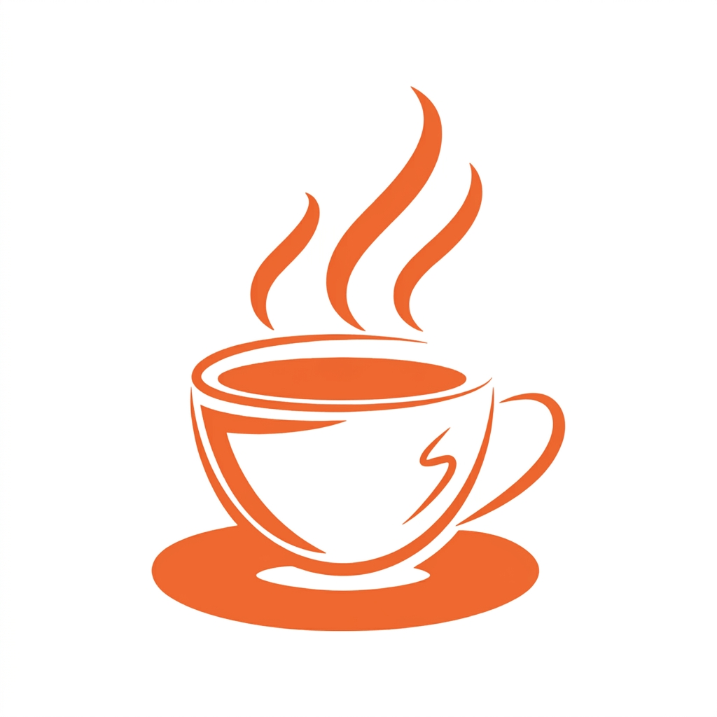 Icon of a steaming coffee cup inside a circle