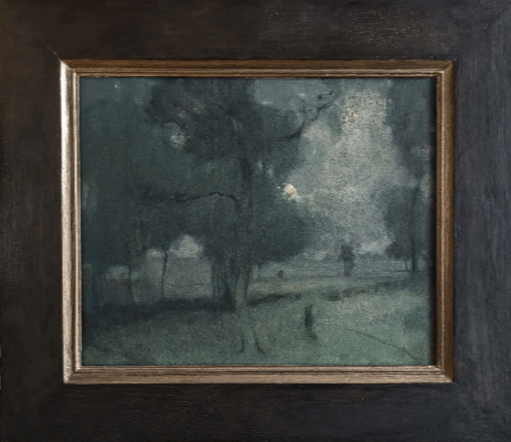 "Going home" 25.5 x 31.5 cm oil on panel. Solid blue-grey oak frame