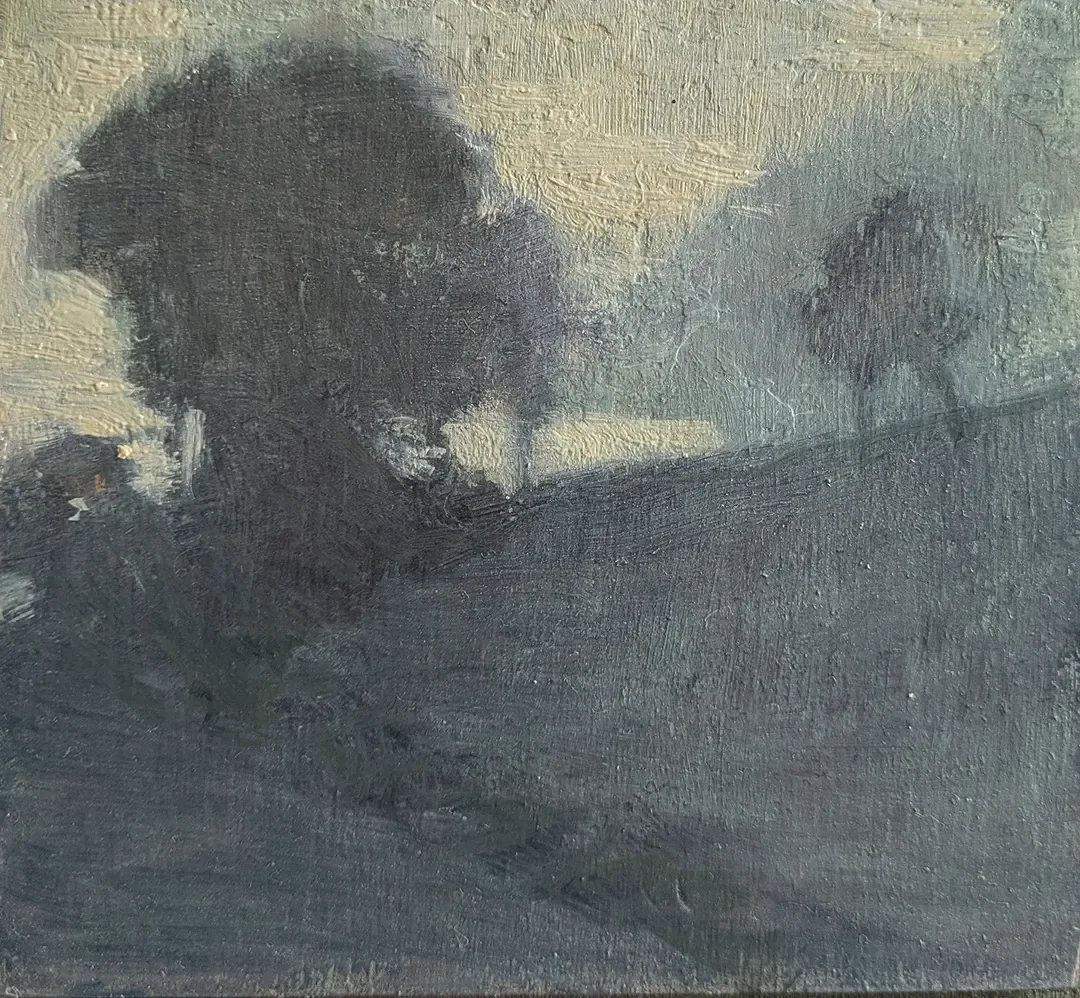 Small winter landscape  12 x 13 cm. Oil on panel 🔴