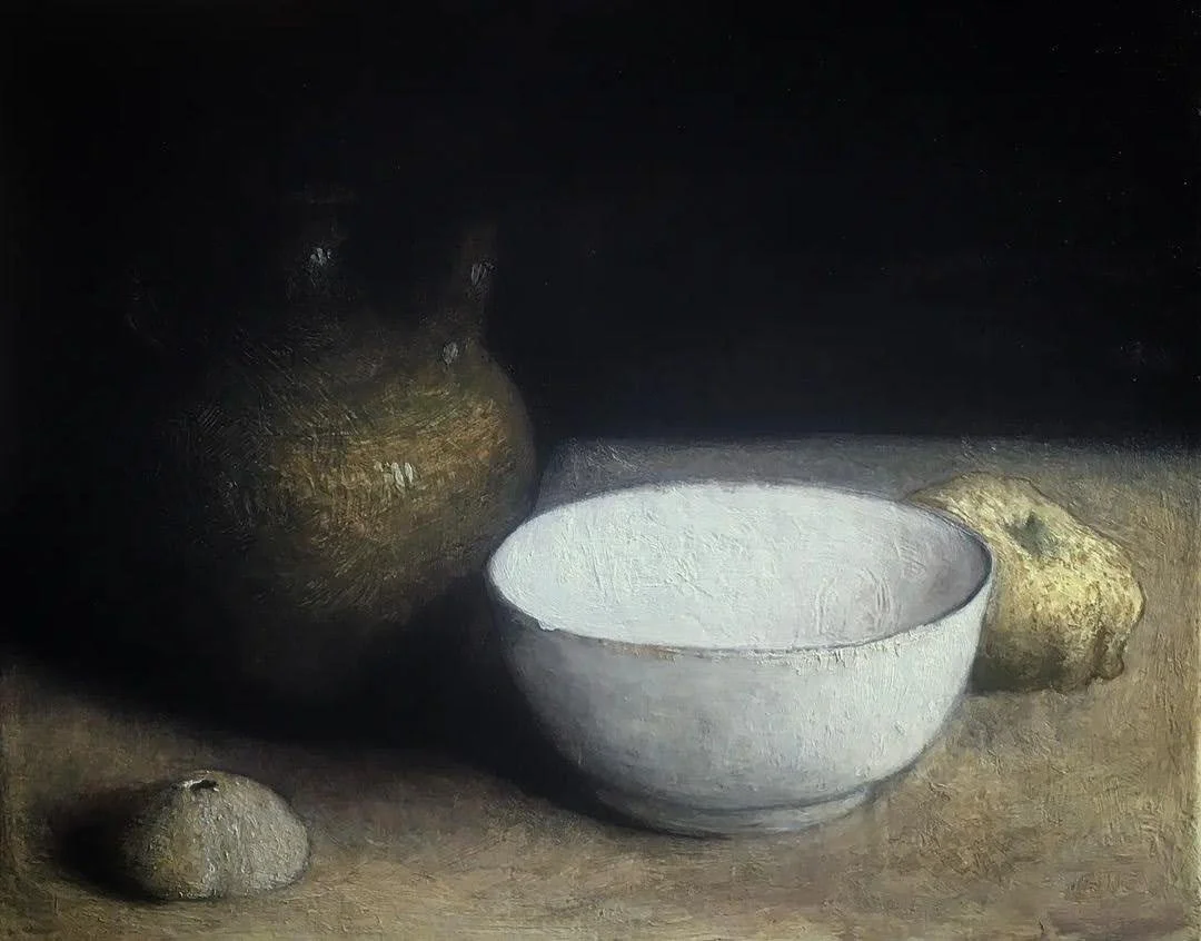 Still life with a porcelain bowl.
24x30cm, oil on panel🔴
