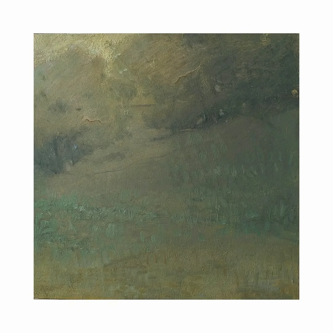 Meadow by the Oak Trees, 30 x 30 cm. Oil on panel.