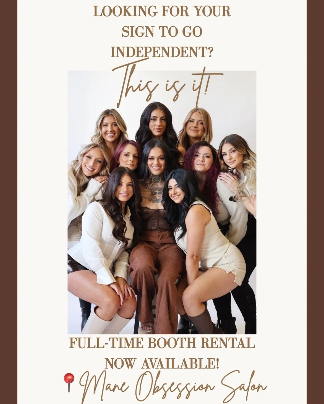 Calling all Independent Stylists!✨
We&rsquo;ve got a full-time booth rental available and would love to find the perfect fit for our salon!
Freedom, creativity &amp; a salon that&rsquo;s built different.

✨ Stay obsessed with your craft.
📩 DM to lea