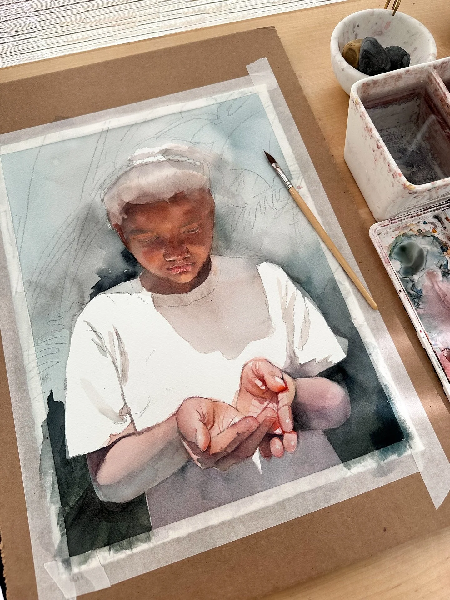 Making more progress on this new watercolor portrait 🌿

#Contemporaryportraiture #contemporarypainting #emergingartist #watercolorportrait #art #aquarela #watercolorpainting #watercolor #portrait #contemporarywatercolor