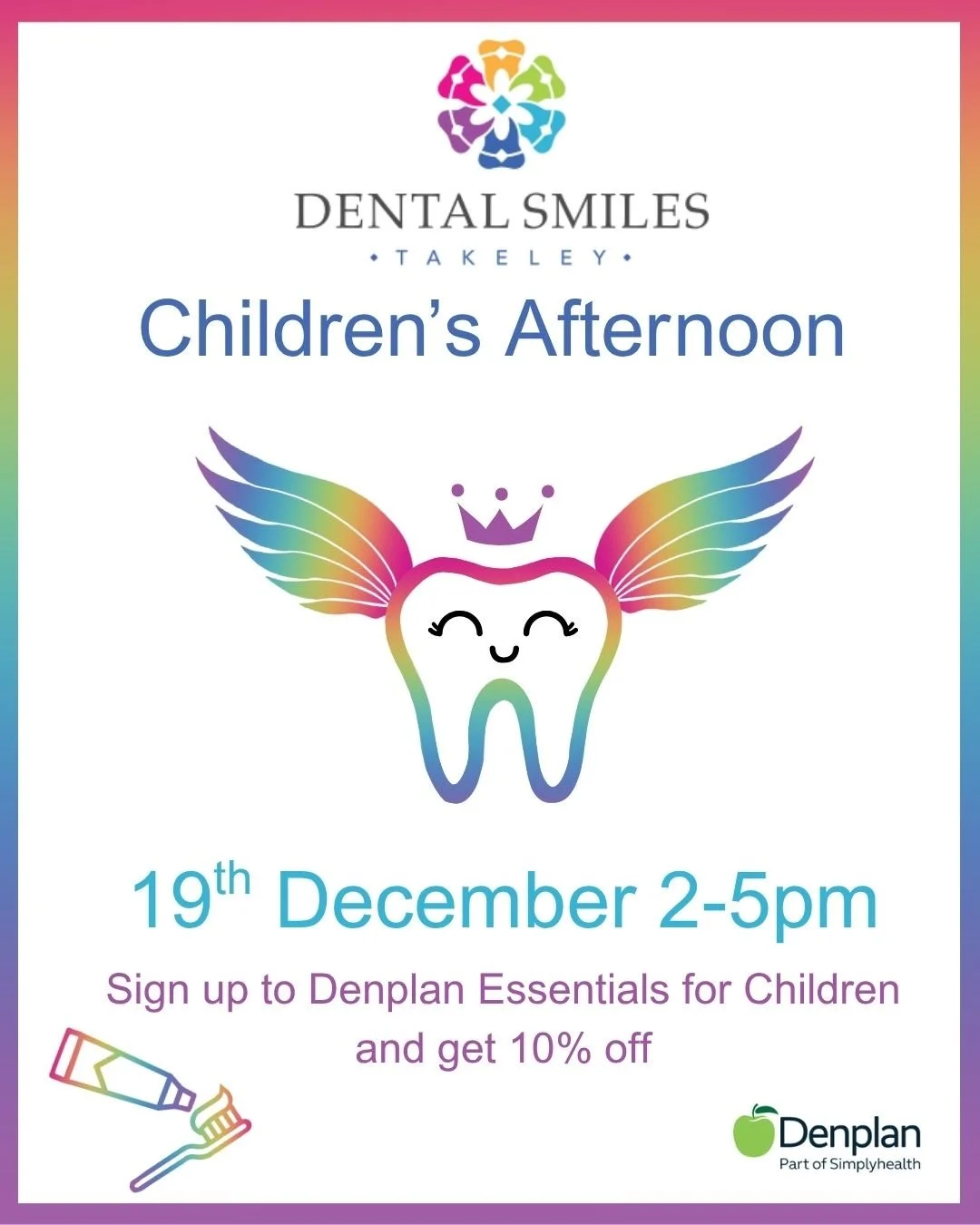 We are hosting a children&rsquo;s afternoon at Dental Smiles Takeley!

Our lovely Therapist Haidee has opened an afternoon to see children&rsquo;s check ups 🪥

You can also register for Denplan with Haidee!!

Call us on 01279 879526 to book in!

Lim