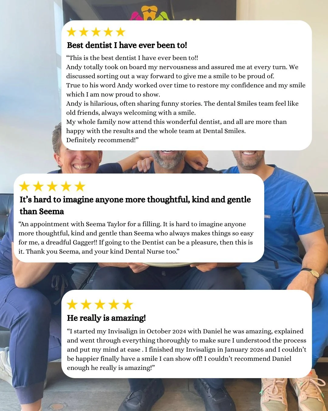 Some of our recent Google Reviews 📲

Nothing makes us prouder than hearing how confident, comfortable, and cared for our patients feel after visiting us 🫶🏼

From nervous patients finding reassurance to smile transformations changing lives &mdash; 
