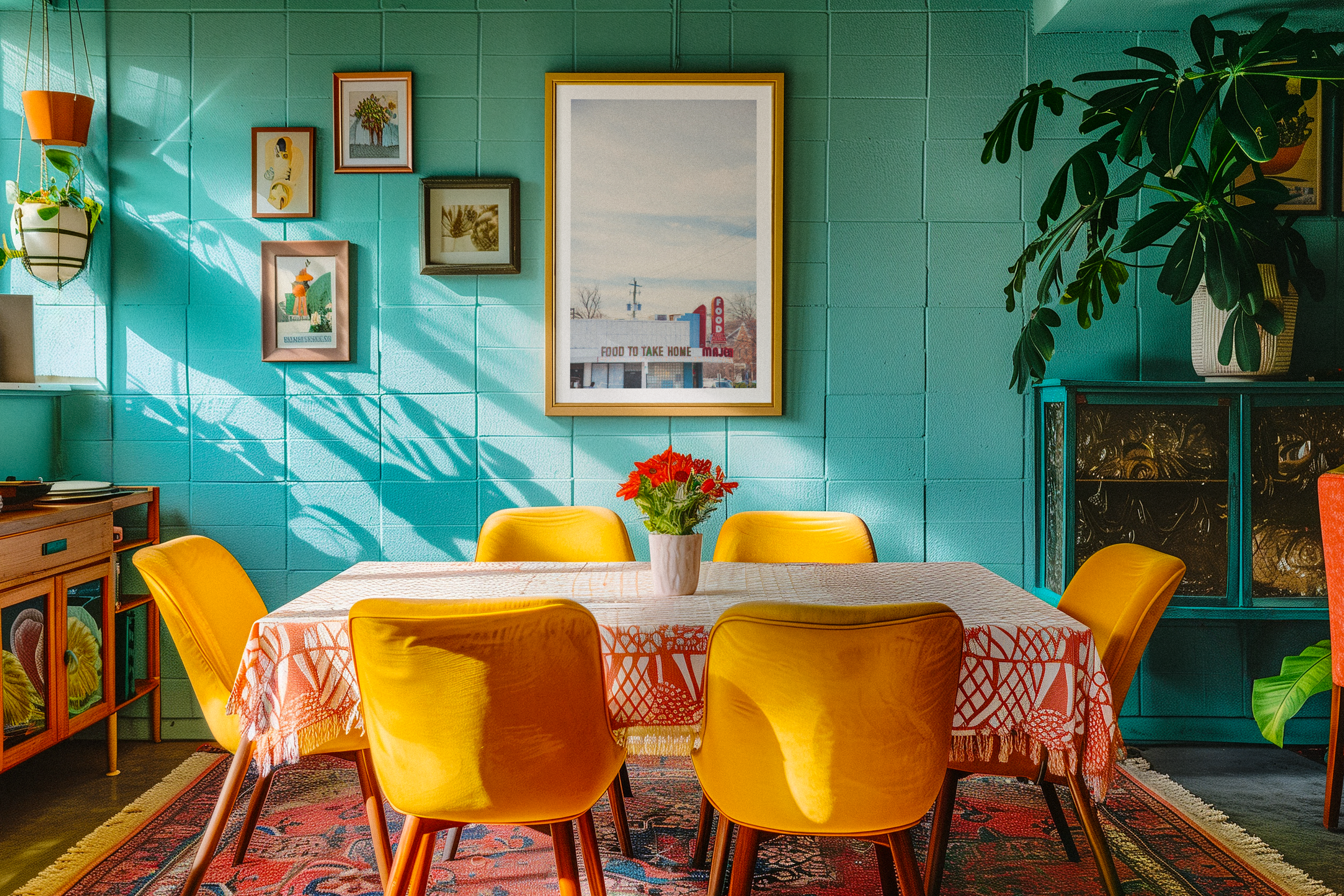 kitsch-inspired-mockup-of-an-ai-generated-art-print-placed-in-a-dining-room-wall-m39894.png