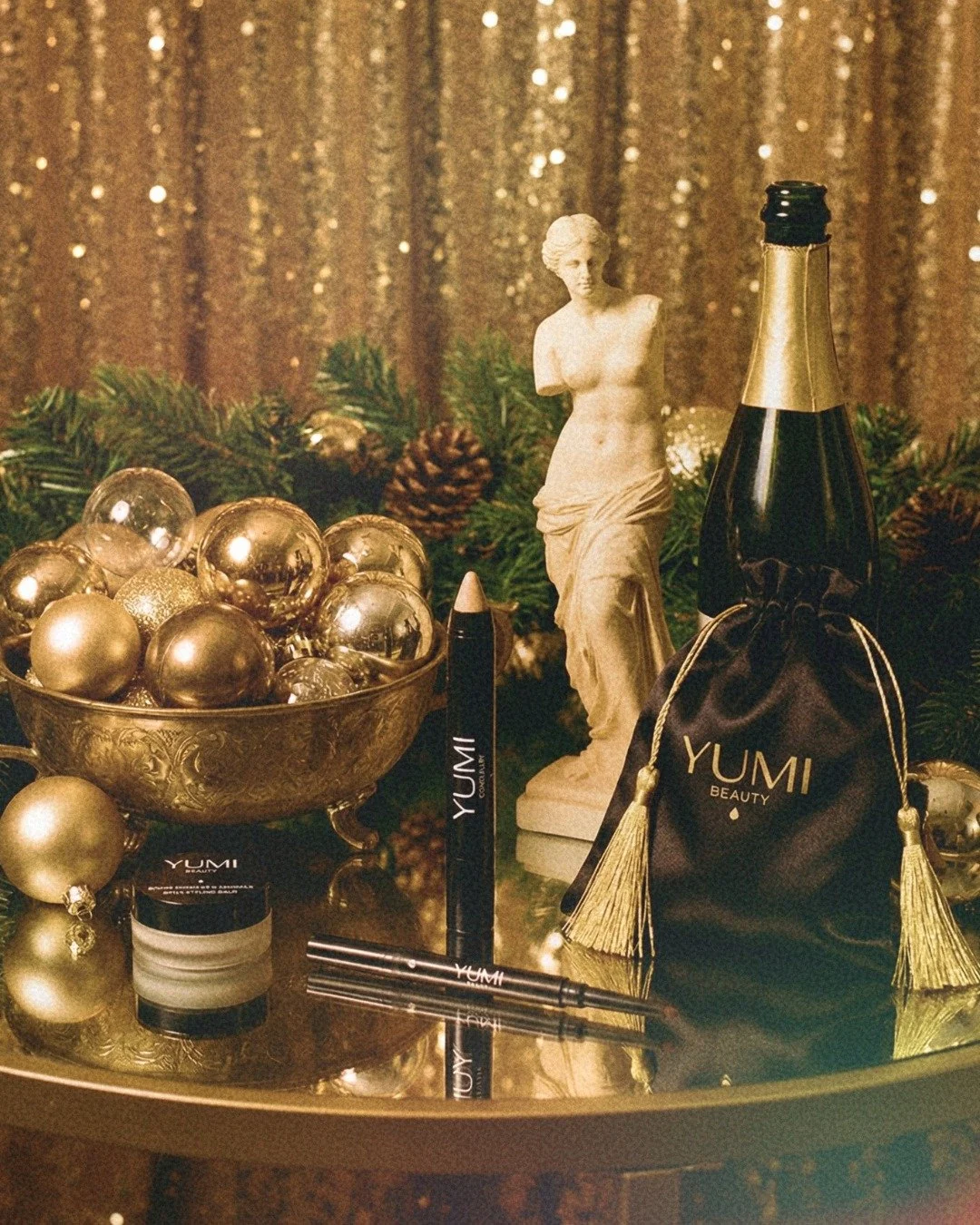 Golden evenings, champagne whispers, and a beauty ritual that feels like a celebration in itself. YUMI for the holidays. 

Complete your party-season look &mdash; shop now through the link in bio.

#YUMIBeauty #ChampagneNights #HolidayGlam #LuxuryAes