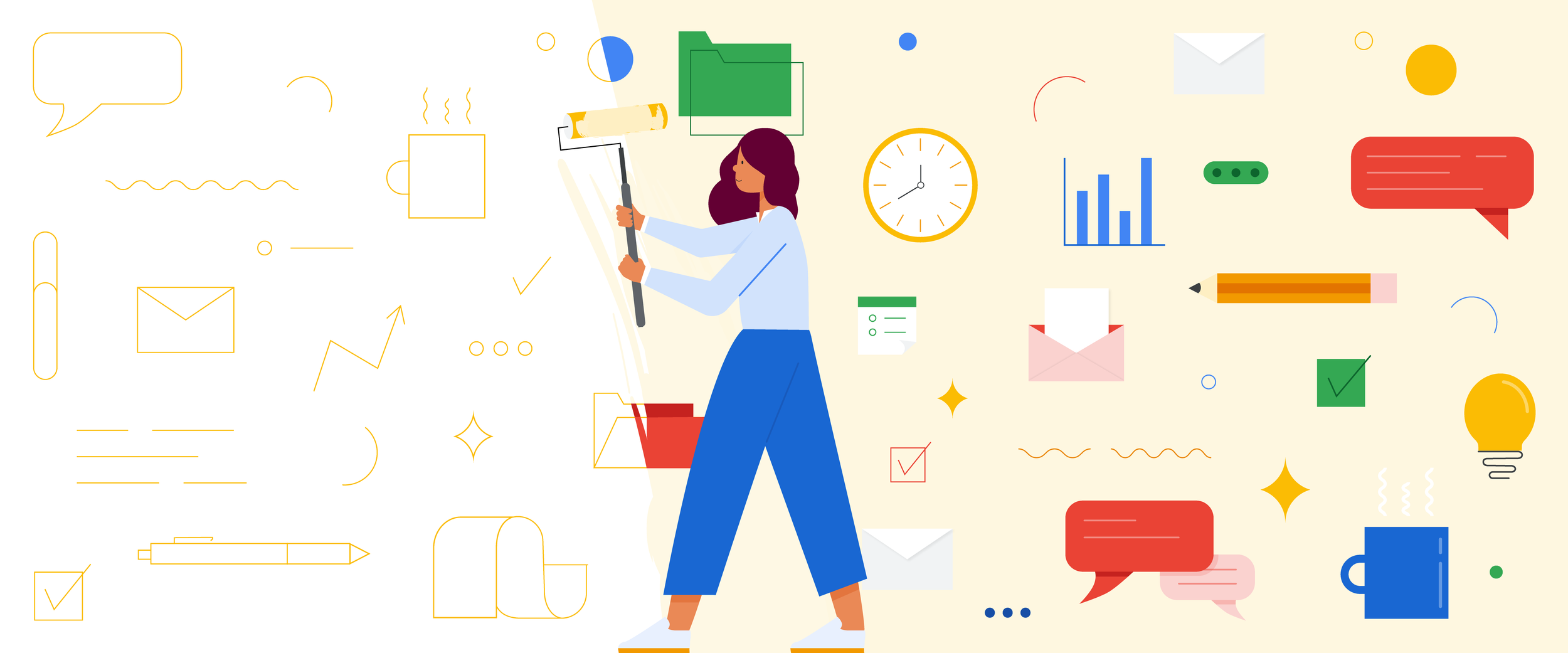 A hero illustration to be used for various blog posts related to productivity