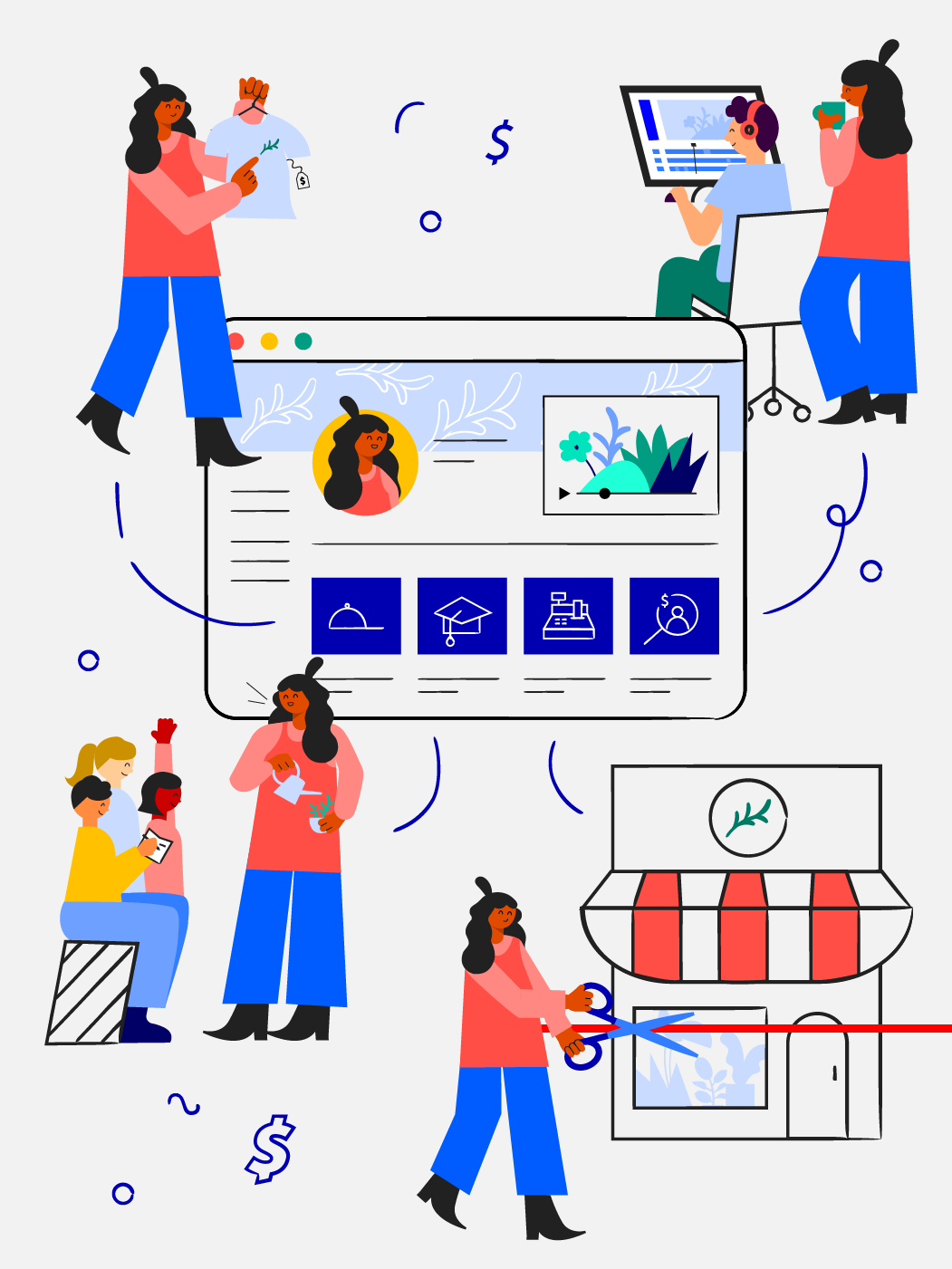 A hero illustration for a blog post about YouTube's "creator economy"