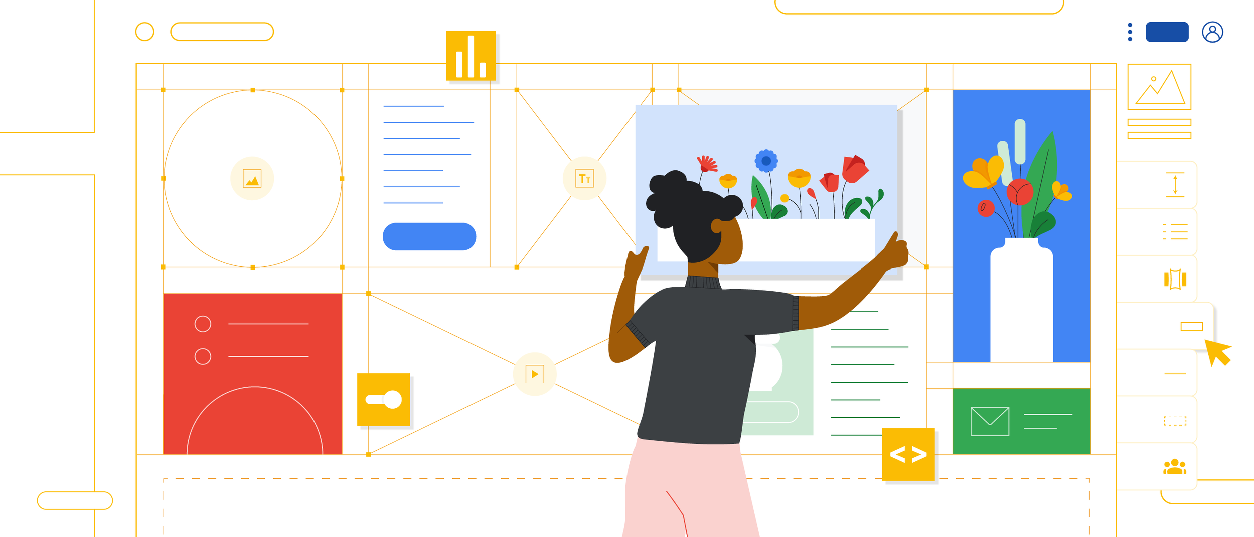 A hero illustration for a blog post about using Google Sites to create a portfolio