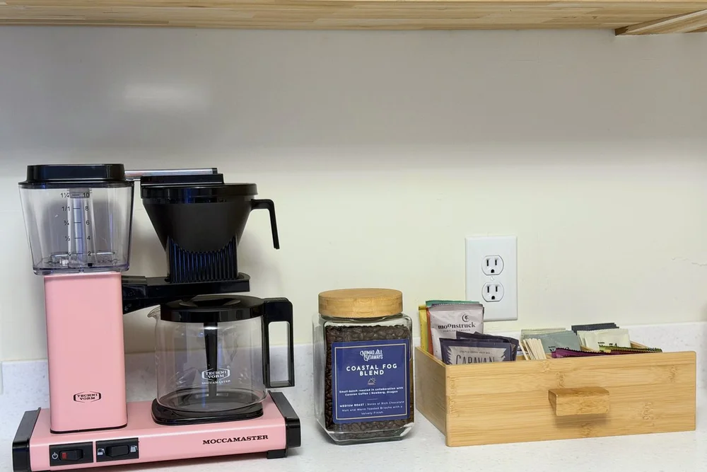 Pink Moccamaster coffee bar