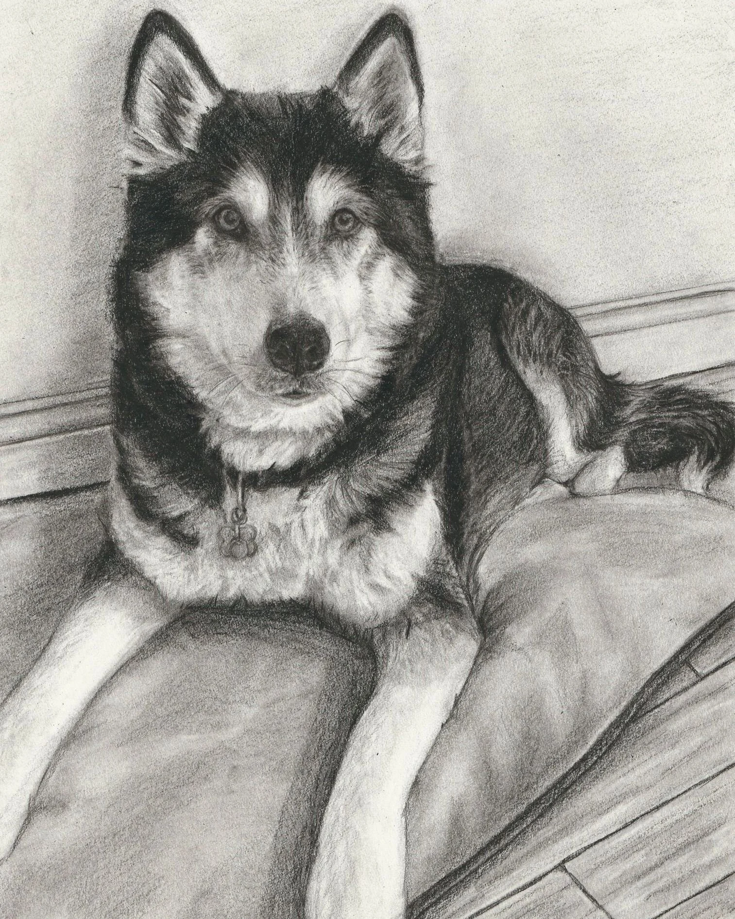 After recently completing a commission a few weeks back, it sparked memories of past ones. This particular piece holds a special significance for me, as it involved another husky. It's truly humbling to know that my work can offer even a small measur