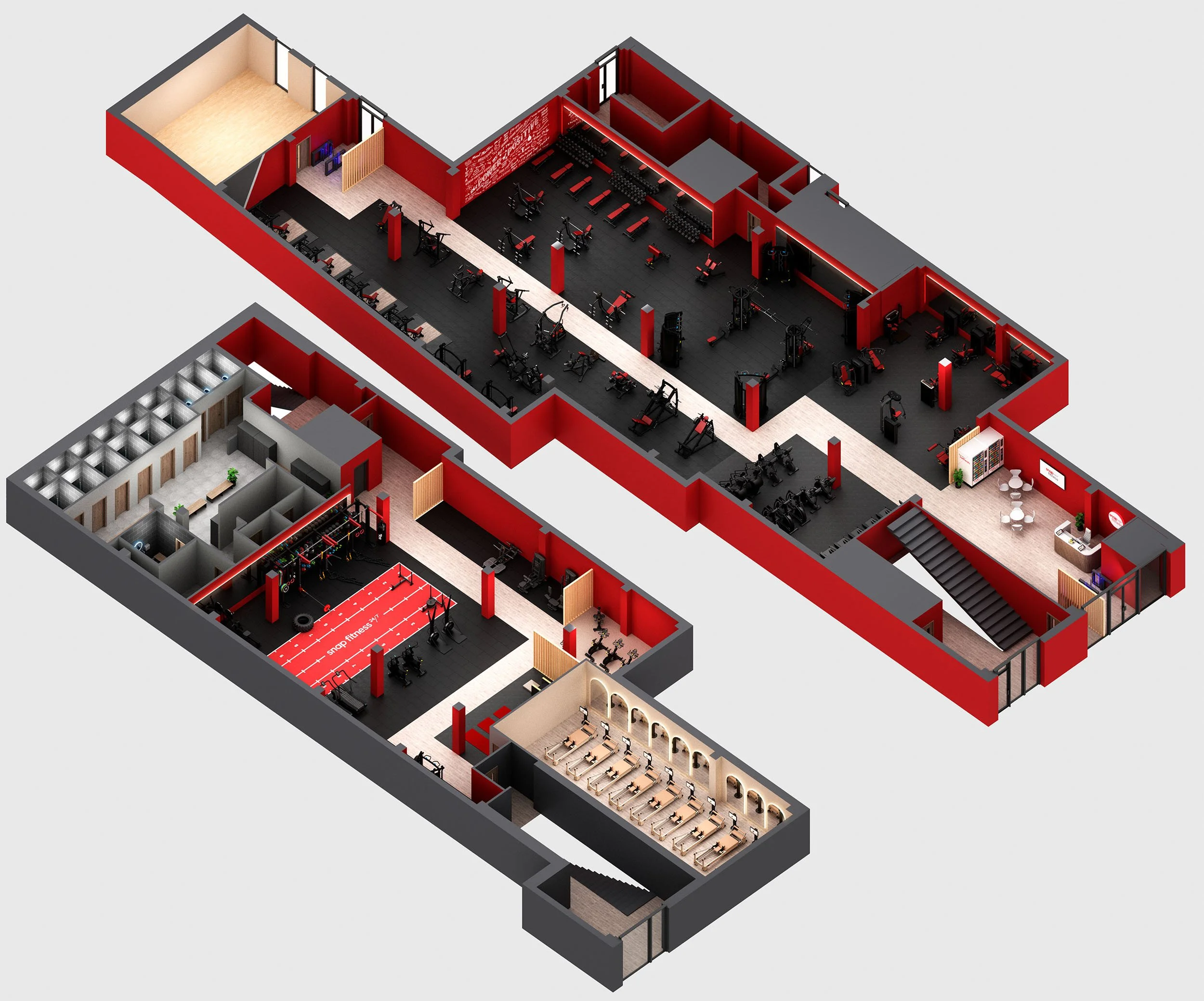 Facility Space Planning · Cutaway Axonometric Showing Equipment Matrix, Lighting Grids & Circulation Paths.