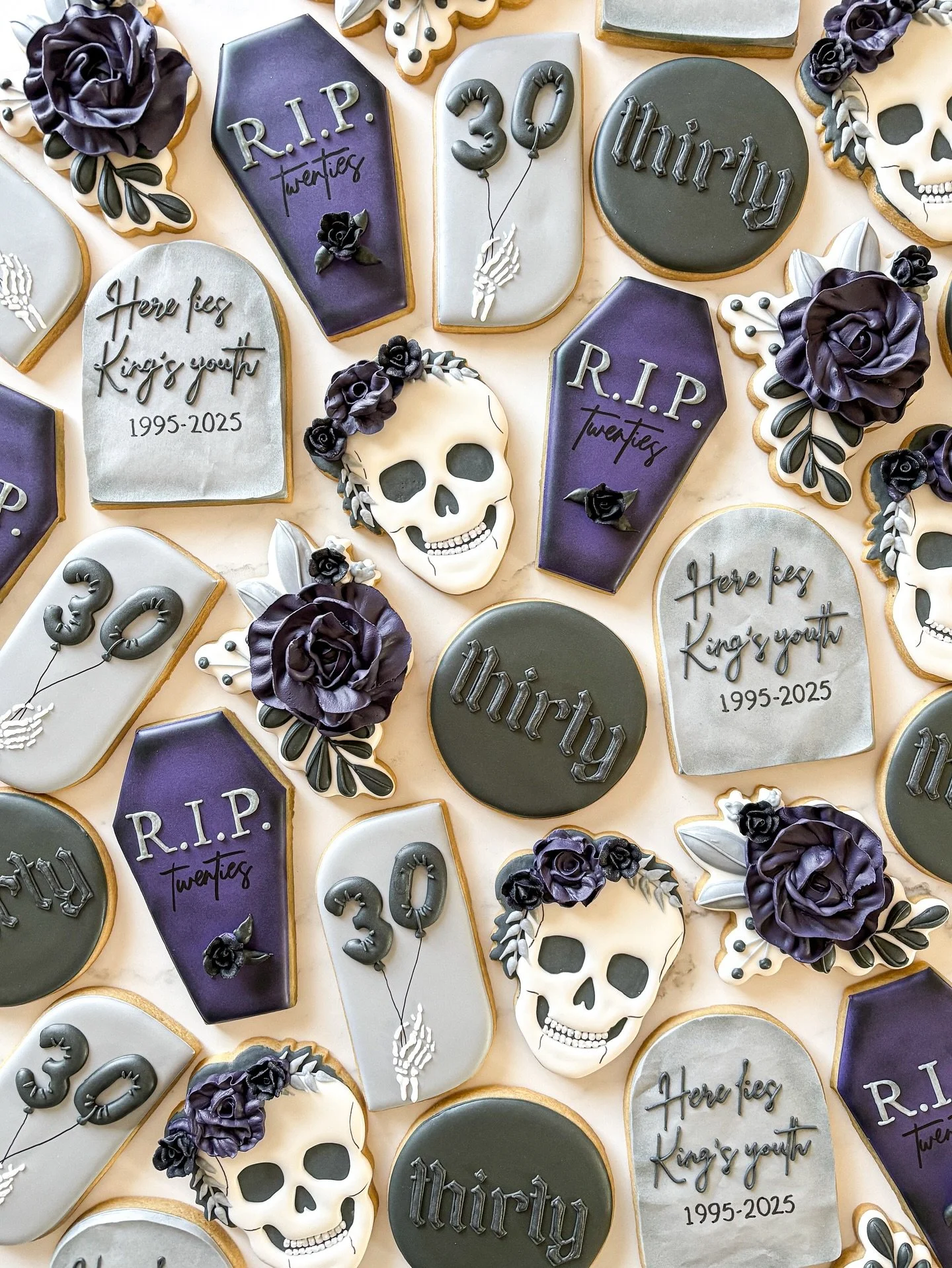 Throwback Thursday 💀 this is the perfect time of year to reshare these fun ‘death to my 20s’ cookies 🥀