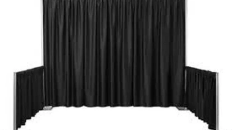 Black stage curtains with side panels