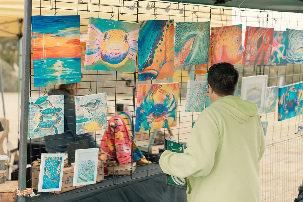 Colorful coastal art at the Holiday Market