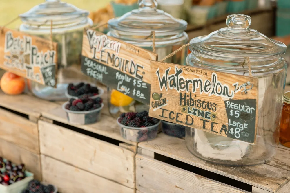 Watermelon-hibiscus iced tea by the jar