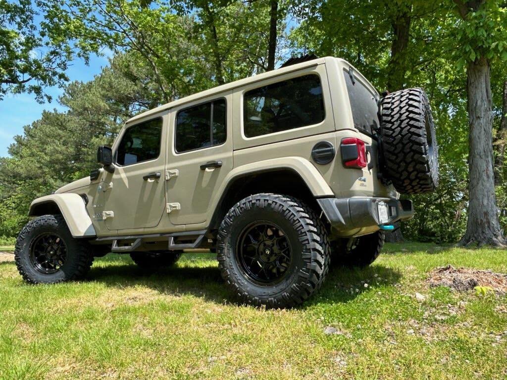 23 Jeep Wrangler 4xe
- 2.5&quot; Rough Country Lift kit, N3 Steering Stabilizer &amp; Contoured Drop Steps. 
- 35x12.50R18 Nitto Trail Grappler M/T
- 18x9 Fuel D670 Tech w/ +1 Offset
- Tint Front Windows and Windshield

We are ready for Summer!!!

 #