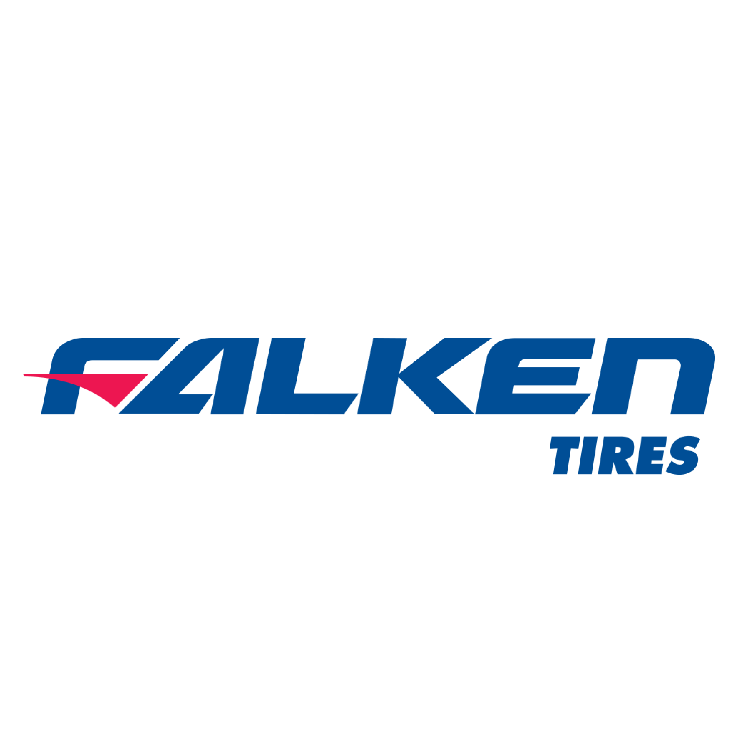 Falken Tires logo in blue with a pink and red stylized falcon wing symbol above the text