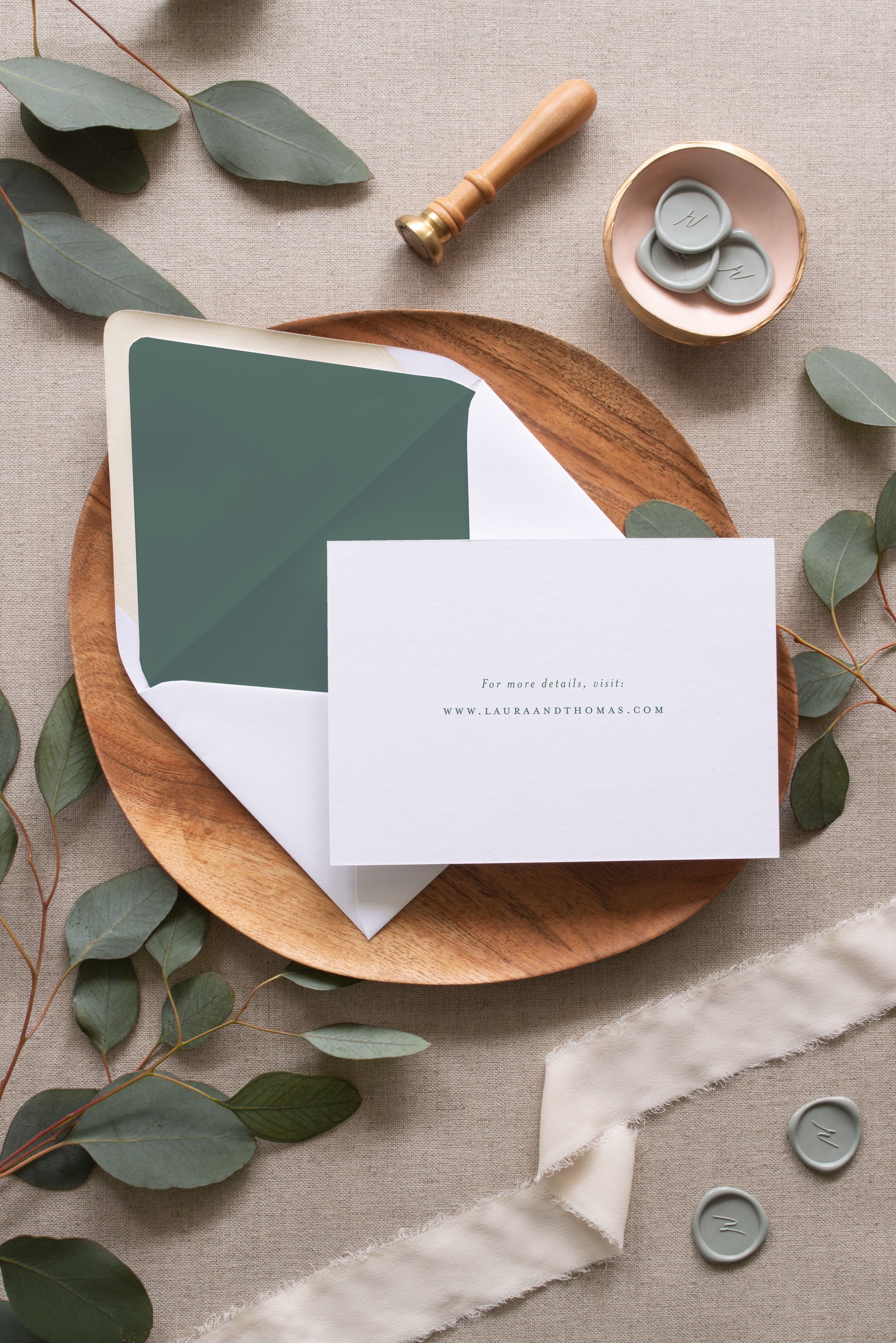 Ellery Save the Date back side, size is 5 inches by 7 inches