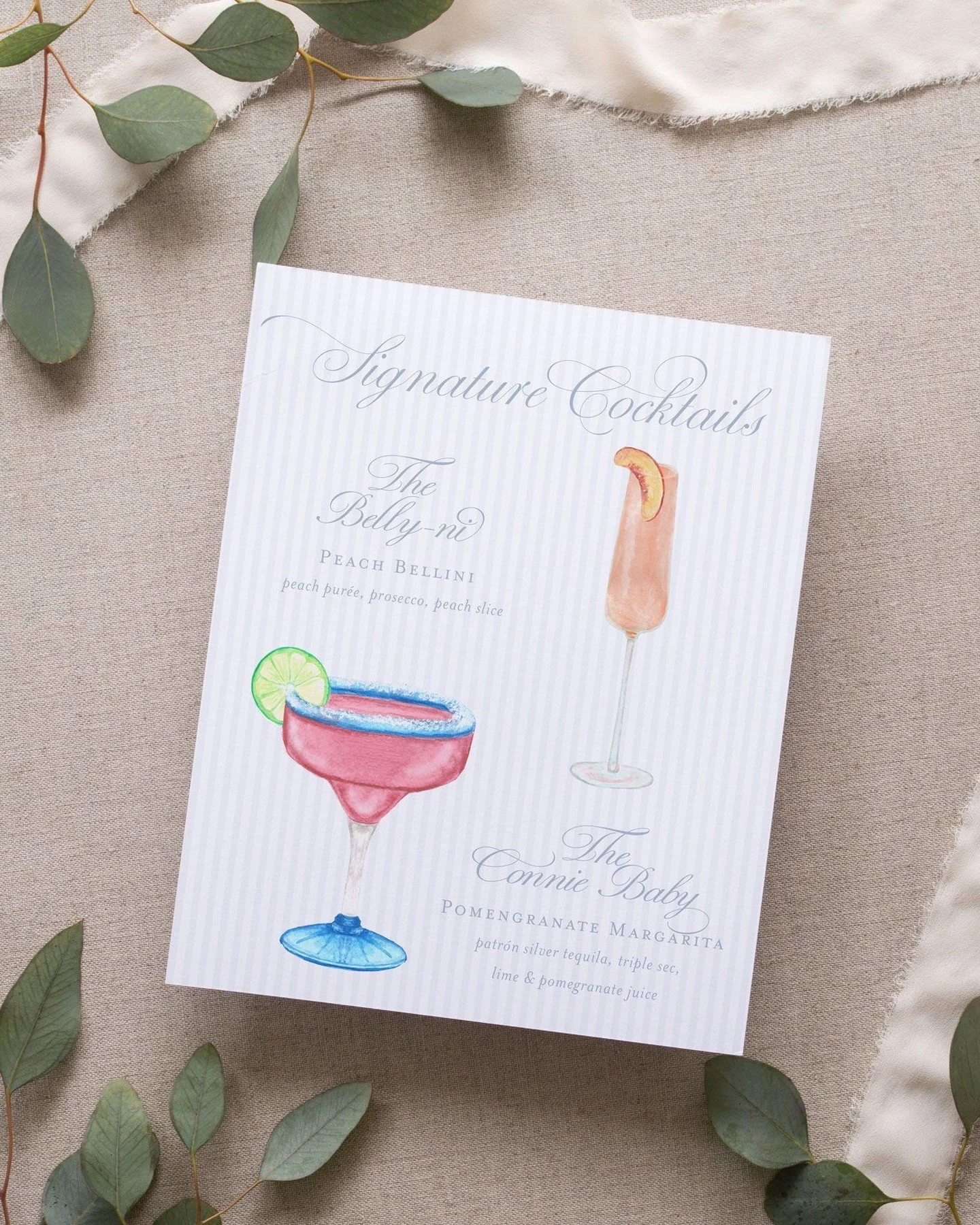 The Beck Signature Cocktail Sign 🍸✨⁣
⁣
Two drinks. Two icons. One perfect pairing &mdash; The Belly-ni and The Connie Baby. This watercolor cocktail sign is part of The Beck Collection, inspired by The Summer I Turned Pretty and available with or wi