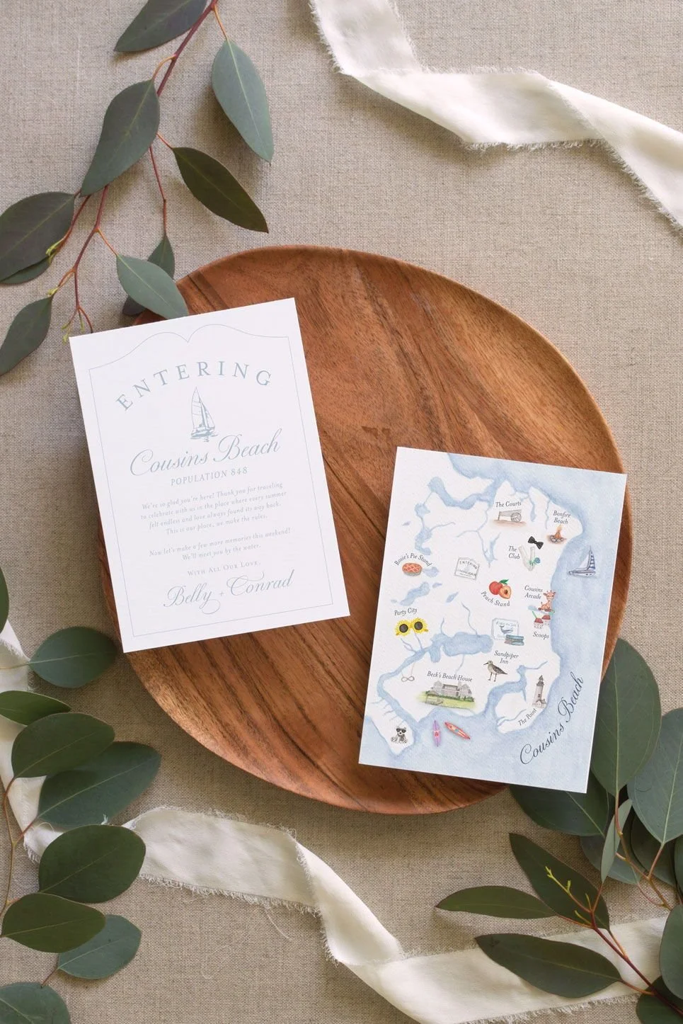Part of The Beck Collection, these welcome cards are the sweetest way to greet your guests upon arrival! Each card can be customized to include a warm welcome note, a weekend itinerary, or even a custom watercolor map of your wedding destination (sep