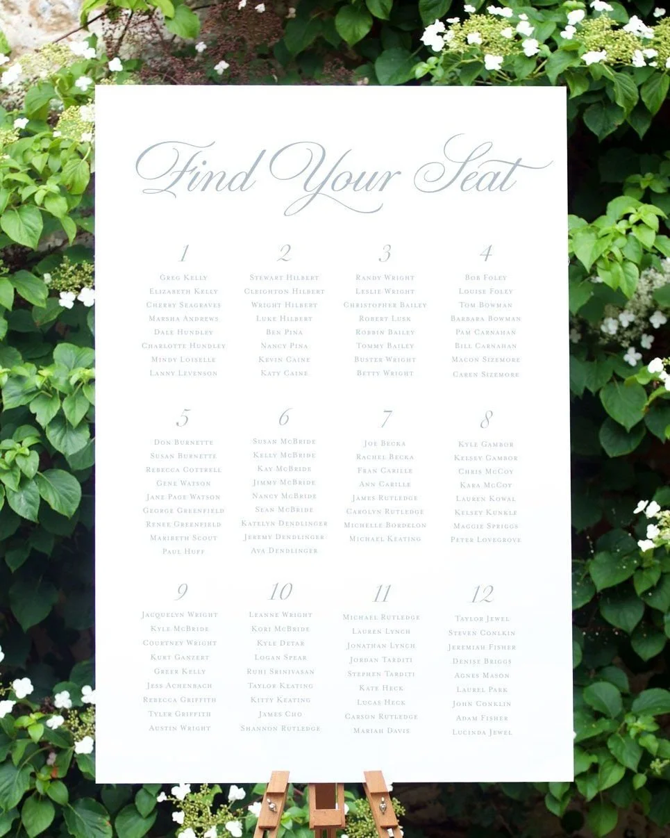 The Beck Seating Chart ✨⁣
⁣
A classic and elegant display to help your guests find their seats &mdash; available organized by table or alphabetically.⁣
⁣
Printing is available for local customers, but if you&rsquo;re not local, don&rsquo;t worry! We 