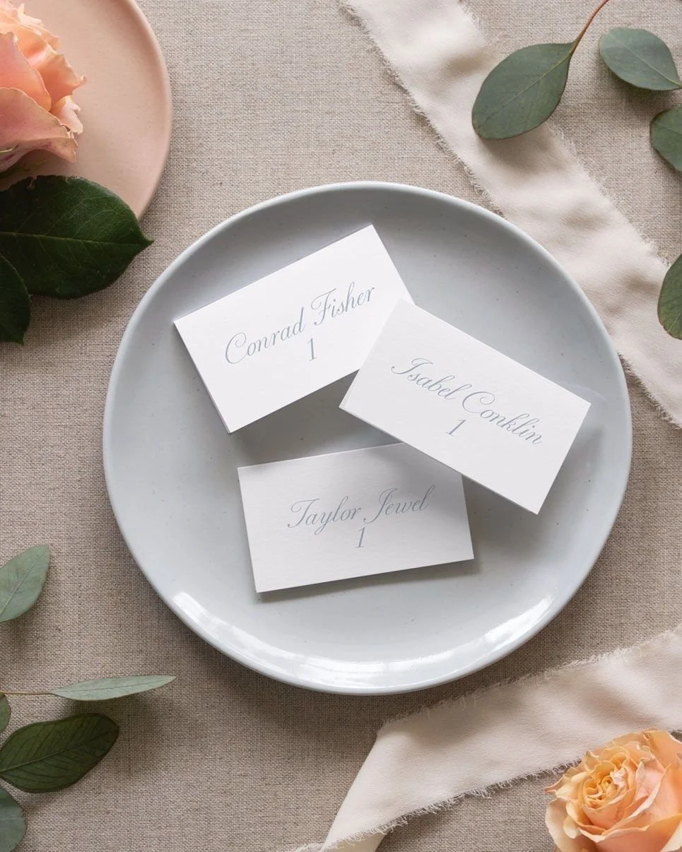 The Beck Escort Cards 🤍✨⁣
Elegant and timeless, these escort cards are available with or without meal selections as well as dietary restrictions &mdash; a must-have detail for any plated meal wedding.⁣
⁣
Please note, meal selection and dietary requi