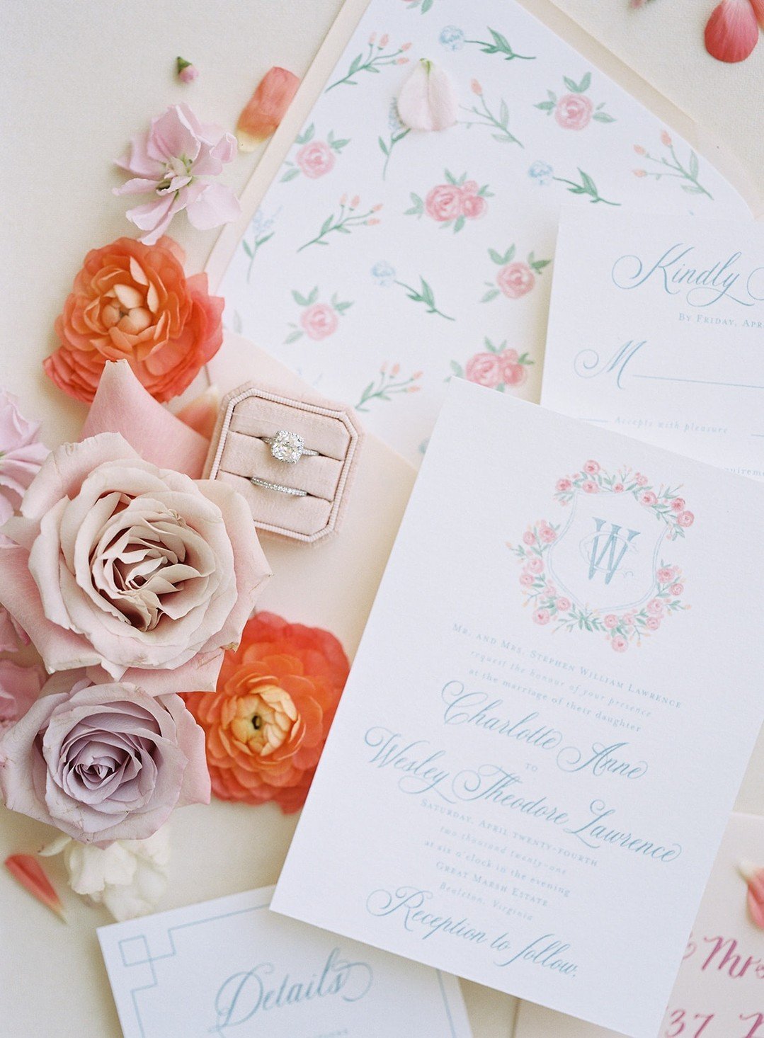 Spring is just around the corner, and we&rsquo;re welcoming it with soft florals and fresh color palettes like this one. 🌸

This suite features delicate watercolor blooms paired with airy blue typography&mdash;capturing that light, romantic feeling 