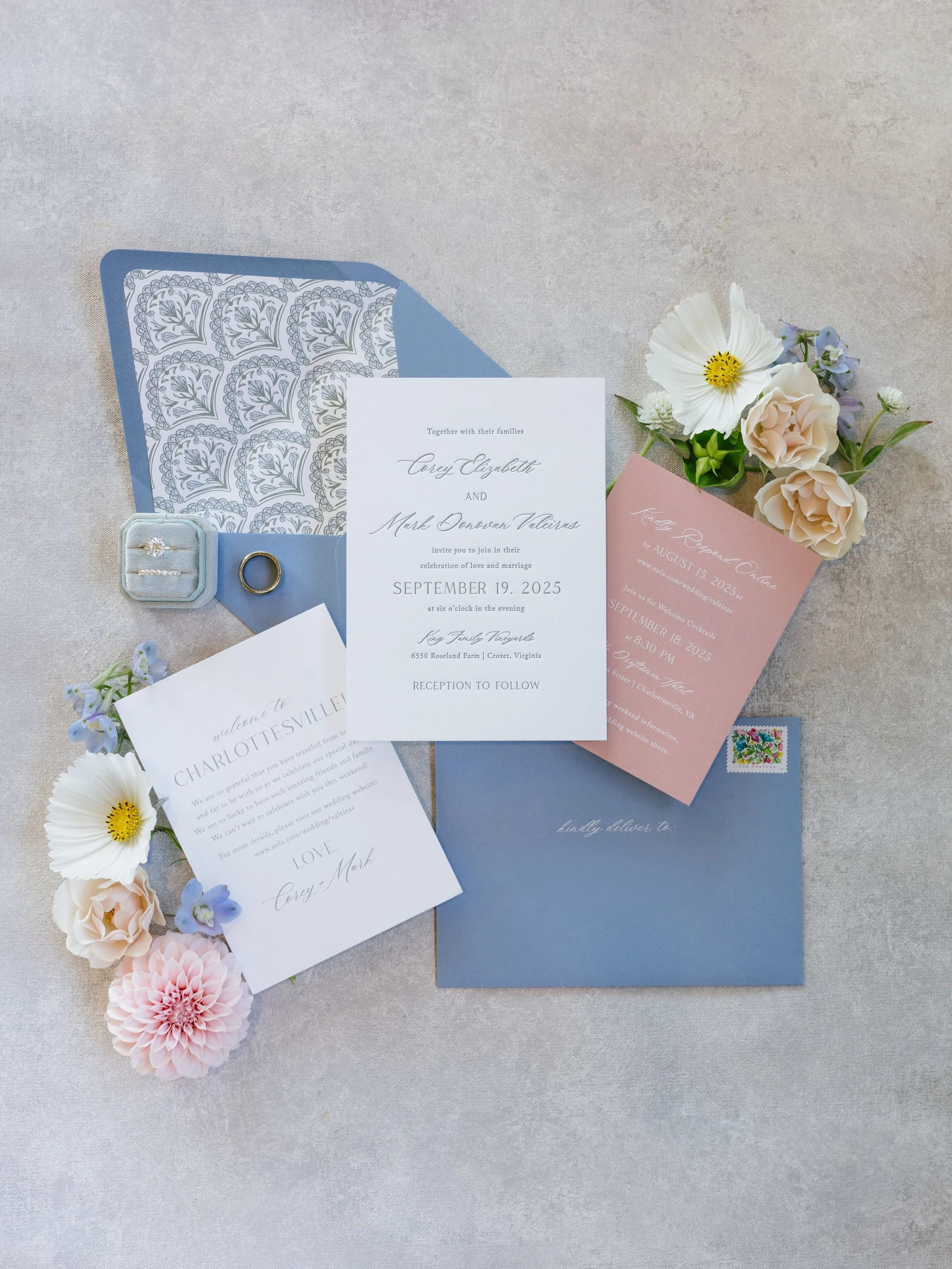 Wedding day paper is about so much more than invitations.

For Cory &amp; Mark, we carried their design throughout the celebration with the Harper Suite, custom seating chart, cocktail menus, and dinner menus to create a seamless guest experience.

T