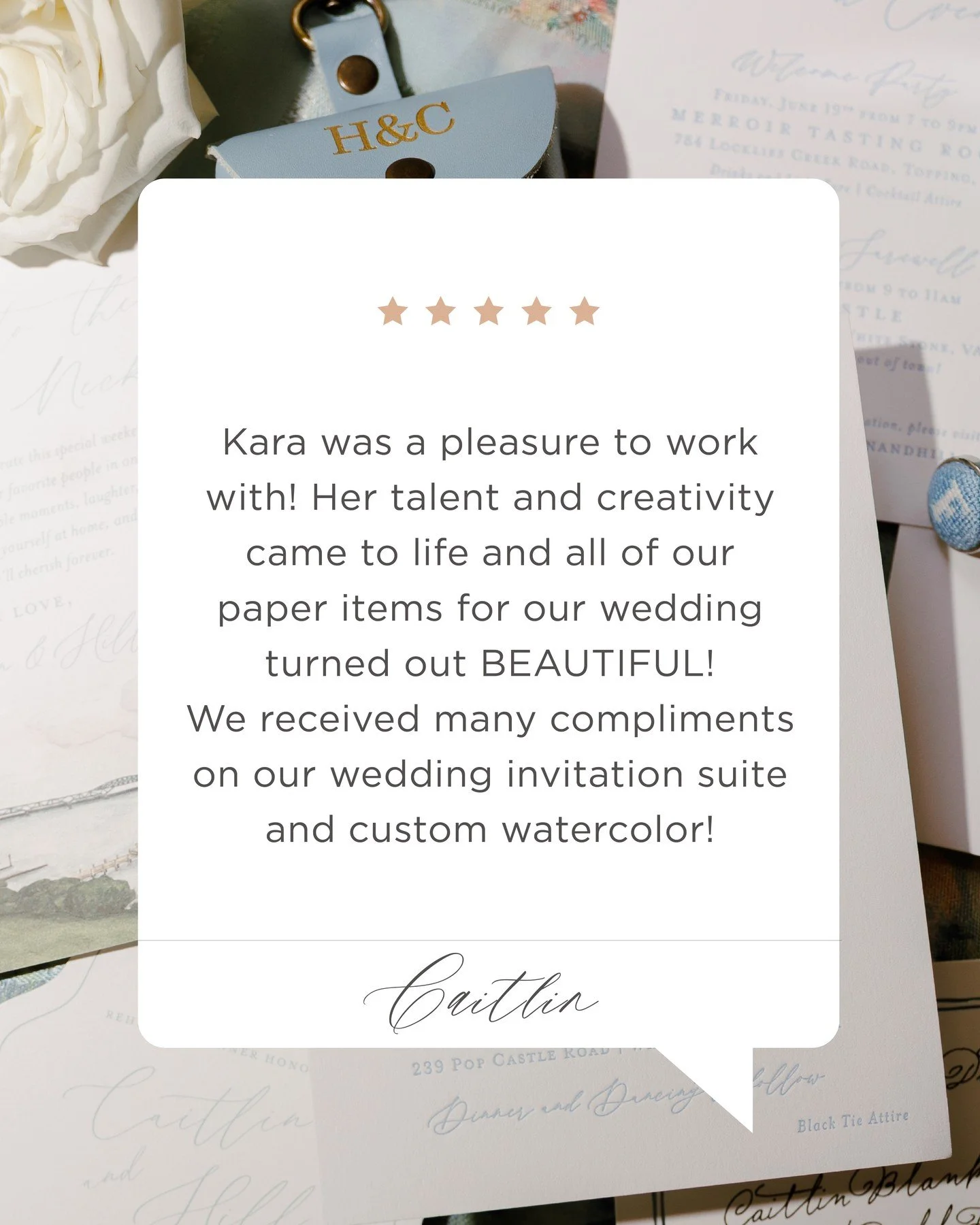 Nothing makes me happier than hearing that the paper felt just as special as the day itself. 🤍

From the invitation suite to the custom watercolor, I loved bringing Caitlin and Hill's vision to life and creating pieces that felt completely at home i