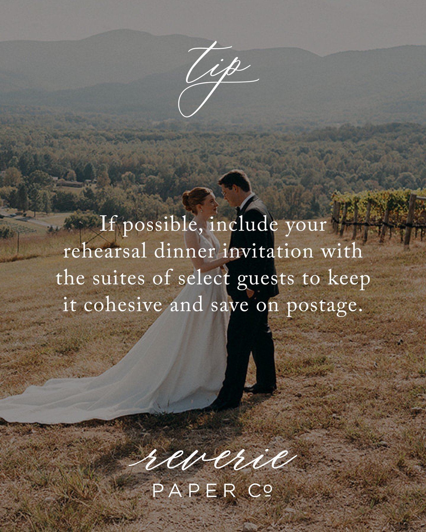 One of my favorite ways to keep your wedding paper feeling cohesive AND save a little on postage. 💌

If only select guests are invited to your rehearsal dinner, tuck the rehearsal dinner invitation right into their wedding invitation suite. No separ