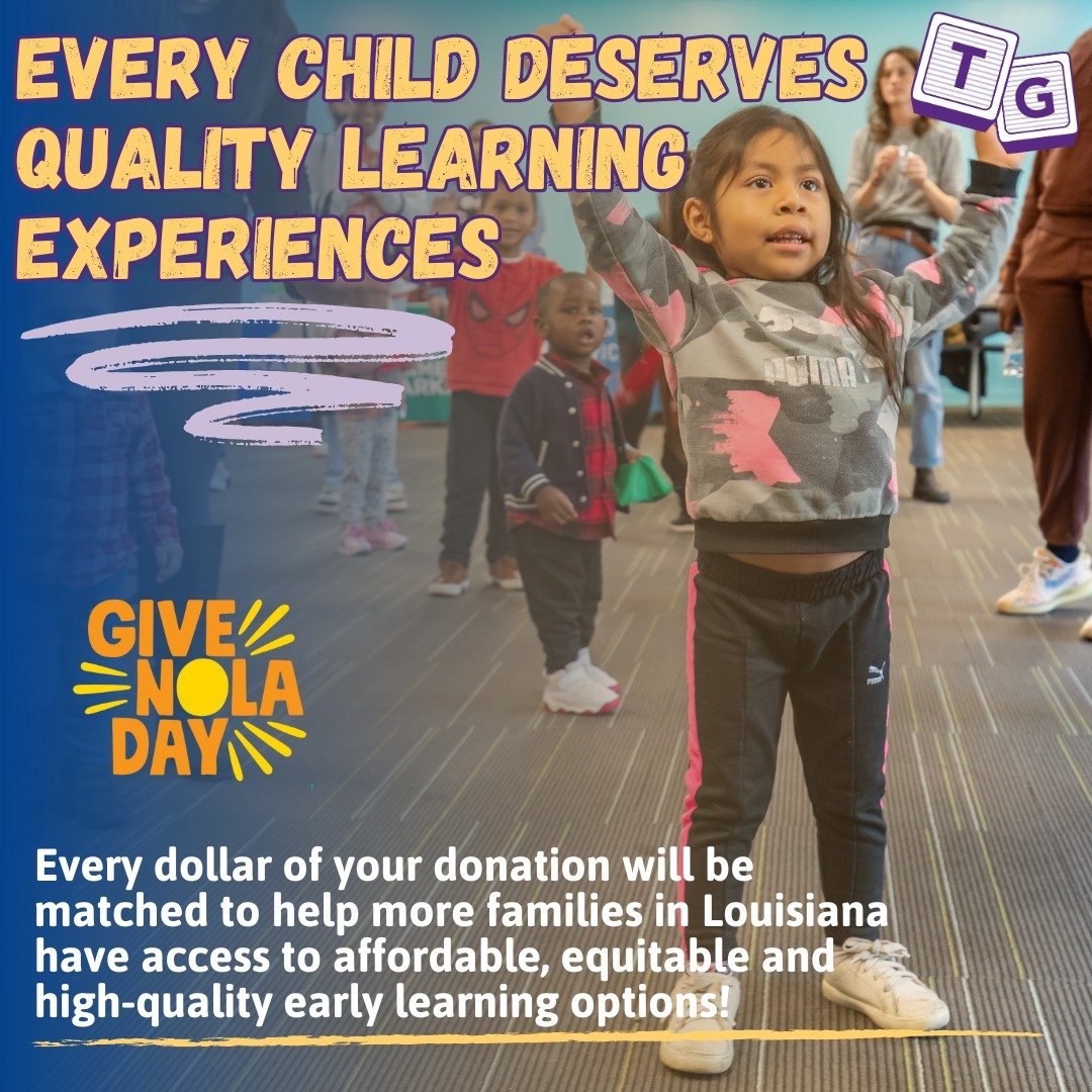 Thanks to your continuous generosity, we're able to provide FREE access to the We PLAY Center and quality learning opportunities for parents and children!

You can make a #GiveNOLA donation by clicking the link in the bio.
