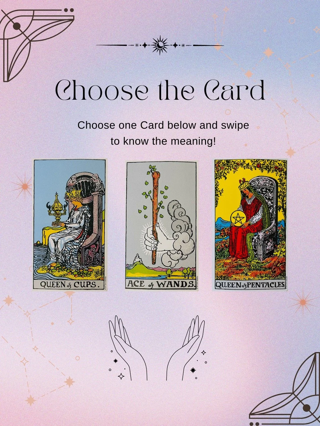 What is your inner wisdom trying to show you today? Pick the card you're most drawn to.

🏆 Queen of Cups
🪄 Ace of Wands
🪙 Queen of Pentacles

Swipe to discover your message.

With two Queens, today's cards highlight self-sovereignty, personal lead